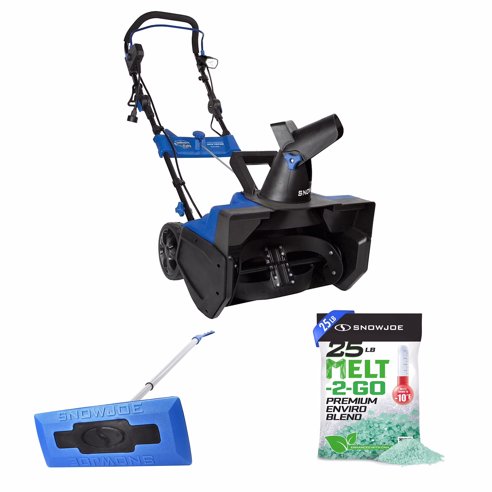 Electric Snow Thrower Bundled with Snow Broom Ice Melt Pellets