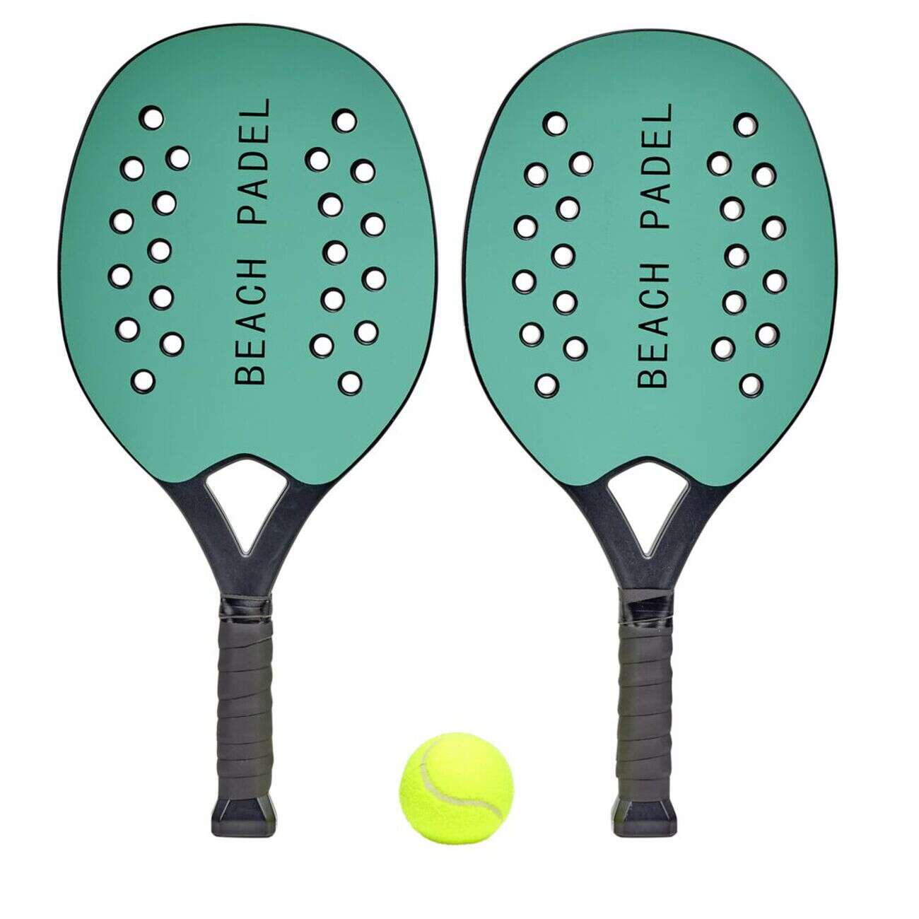 Raquette de plage padel plastique x2 avec 1 balle caoutchouc (3 pièces)