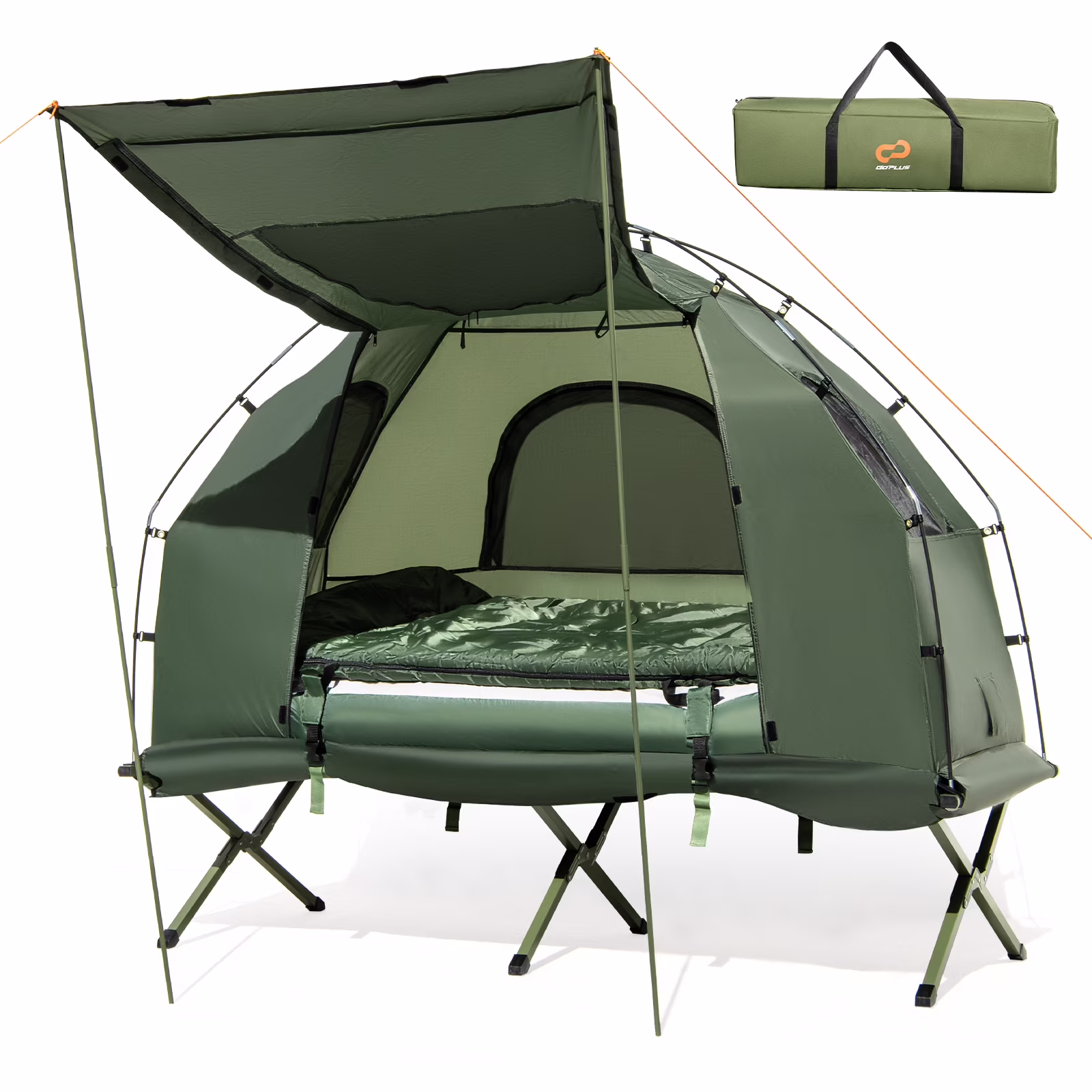1 Person Waterproof Camping Tent Cot with Air Mattress, Pillow, Sleeping Bag