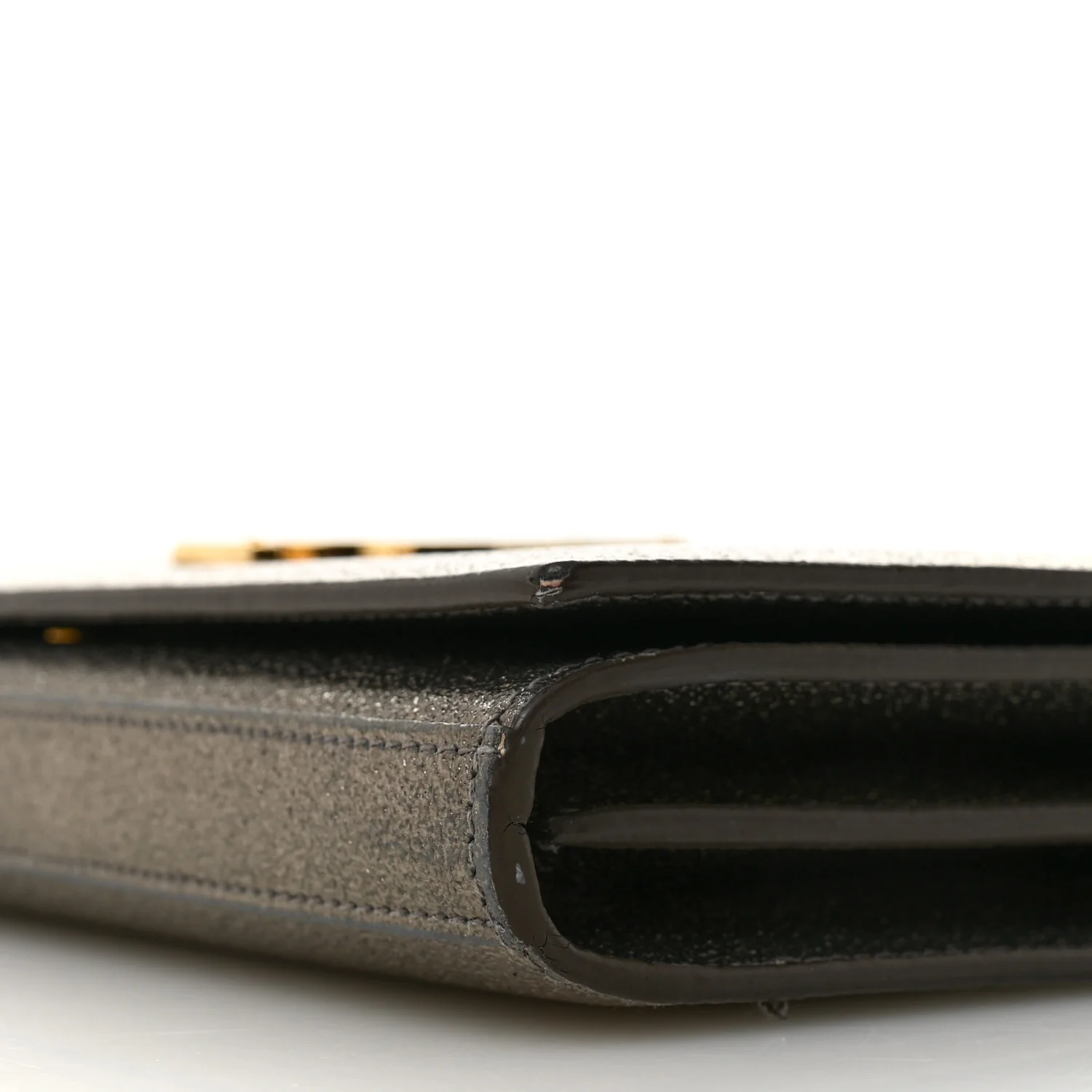 Grained Metallic Calfskin Monogram Chain Wallet Bronze
