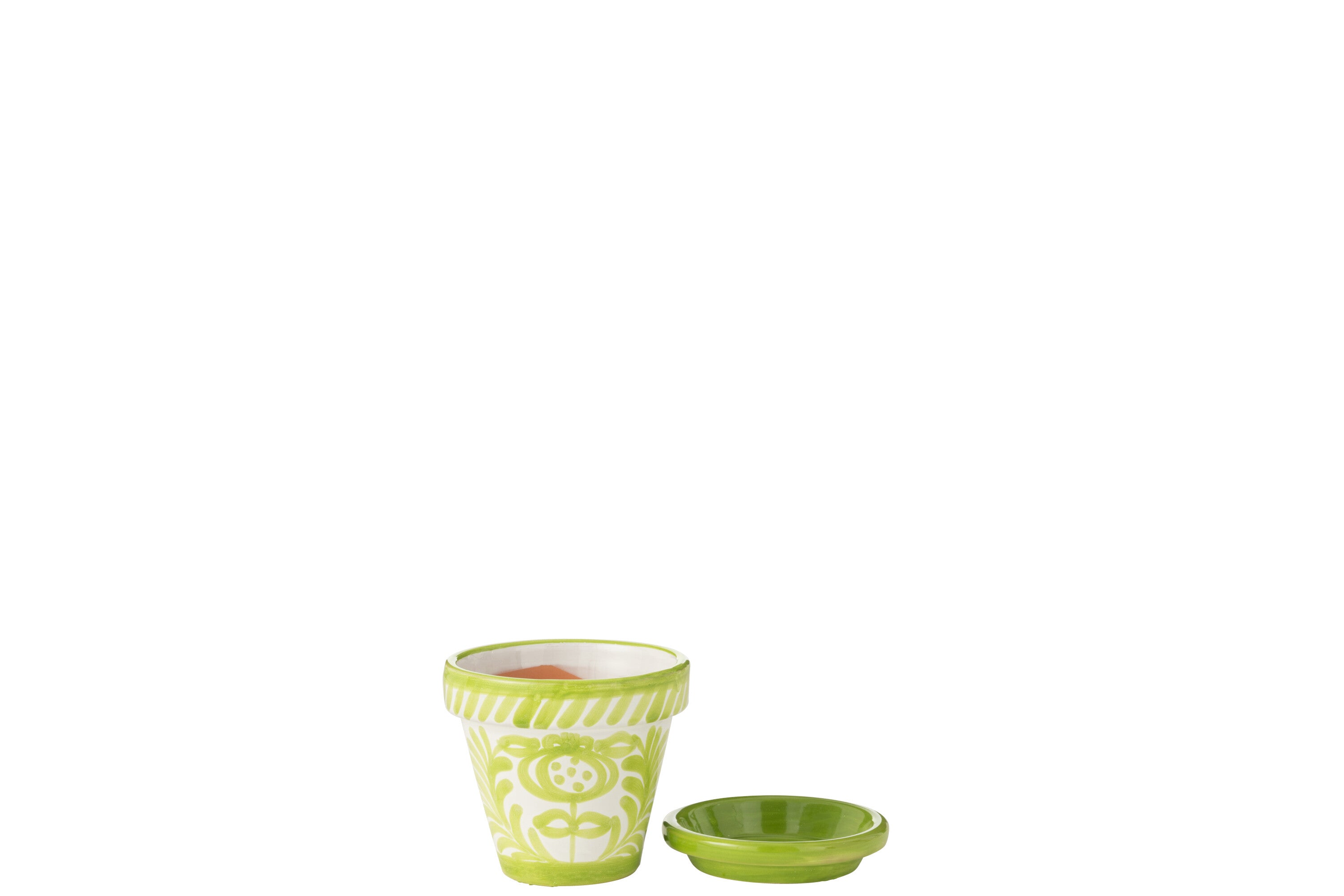J-Line bloempot Granada Handmade + Painted - keramiek - groen - extra
