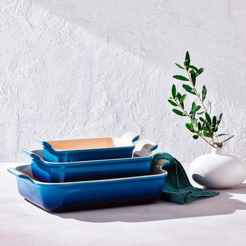 Heritage rektangulær ildfast form 32 cm azure
