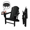 Folding Plastic Adirondack Chair with 4 in 1 Cup Holder Tray Plastic Adirondack Chairs Weather Resistant Lawn Outdoor Firepit Chairs, Black