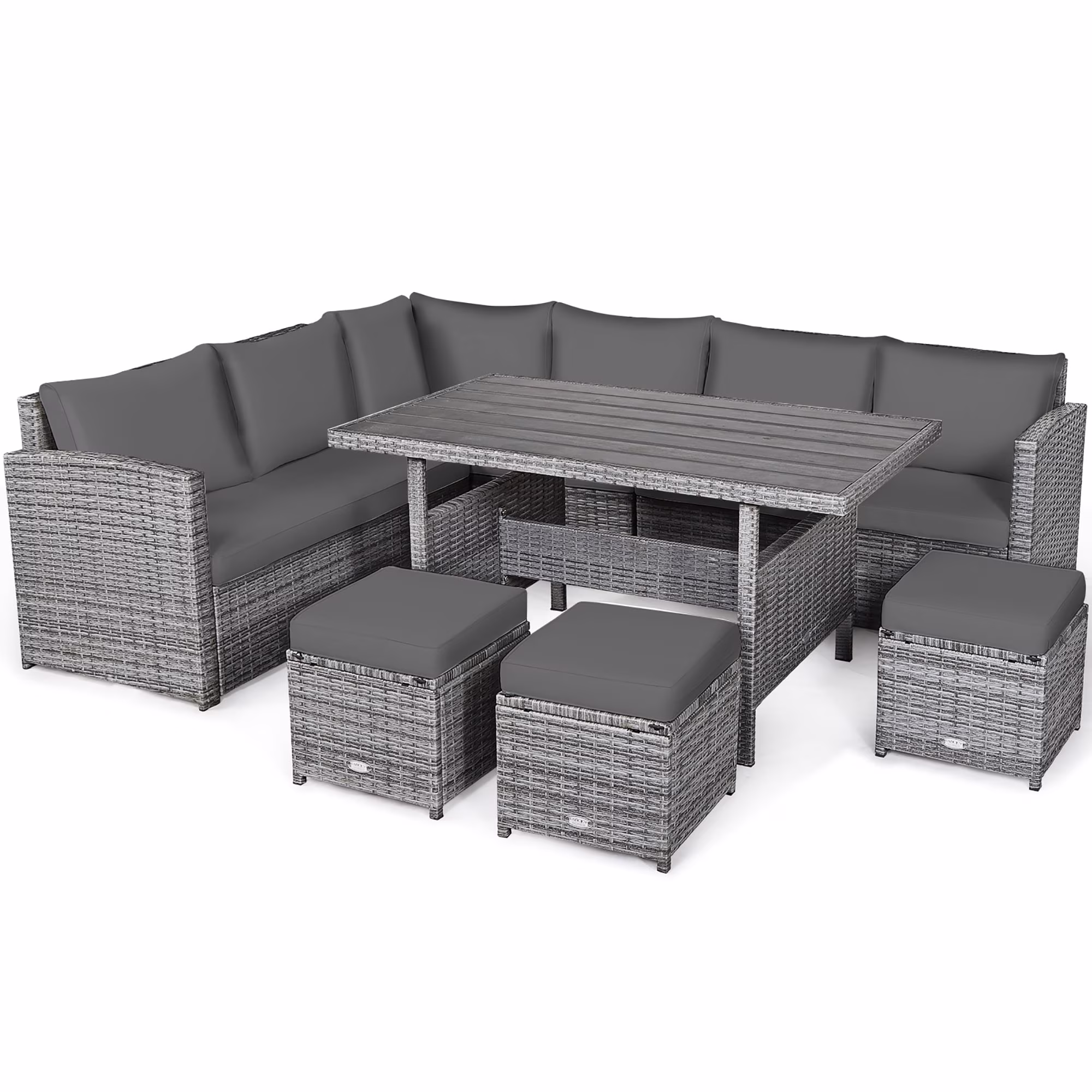 7-piece Outdoor Rattan Patio Furniture Set Black(Black) - Image 7