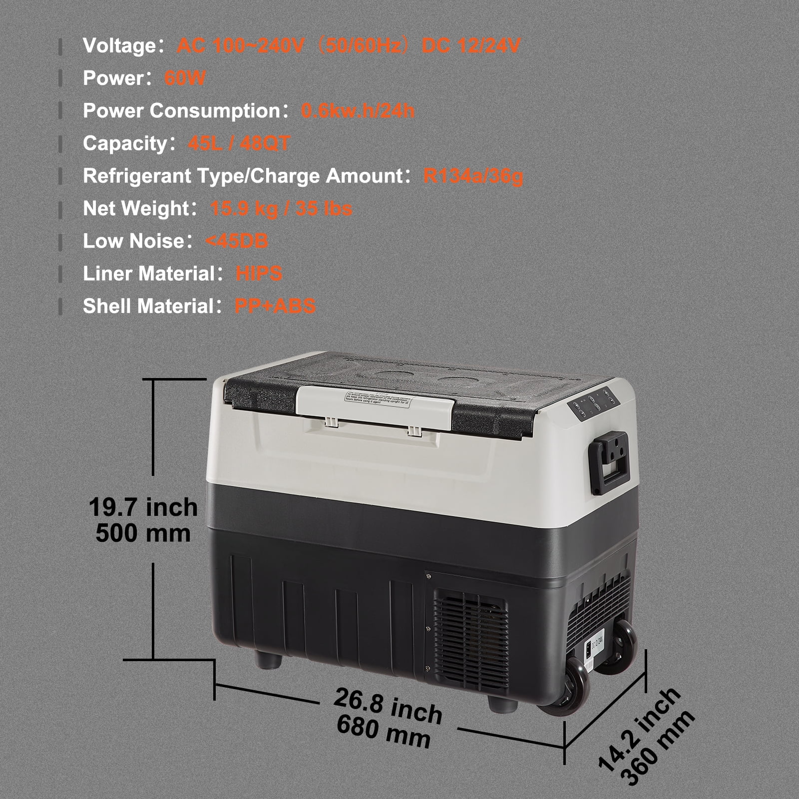 12 Volt Refrigerator, 48QT, Dual Zone Car Fridge Freezer with App Control Wheels, 12/24V DC 100-240V AC Electric Compressor Cooler for Car Truck Vehicle RV Boat Outdoor Home Use - Image 5