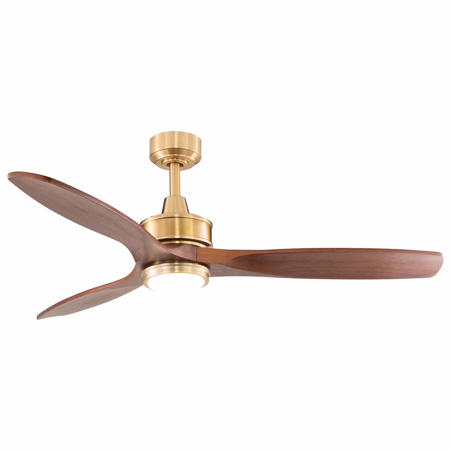 Curtiss Satin Brass Mid-Century Modern MCM Wood Propeller Ceiling Fan with LED Light Kit and Remote(Satin Brass)