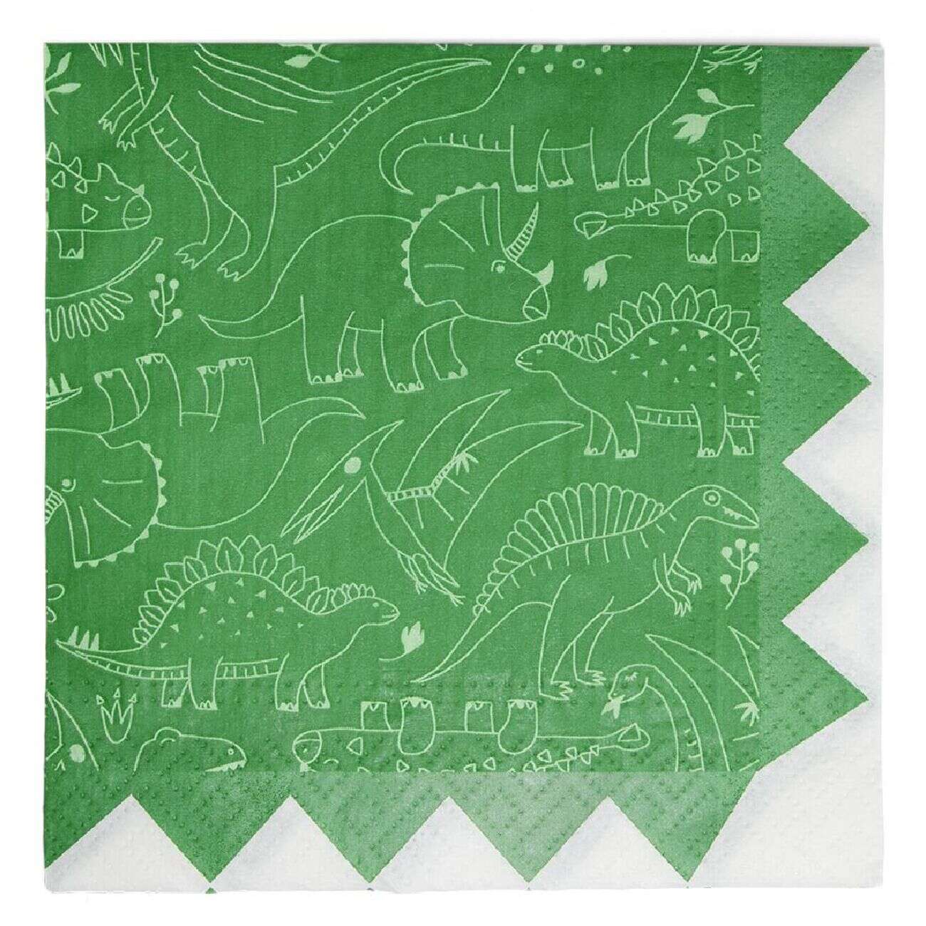 Lot de 16 serviettes motif dinosaure papier 33x33cm