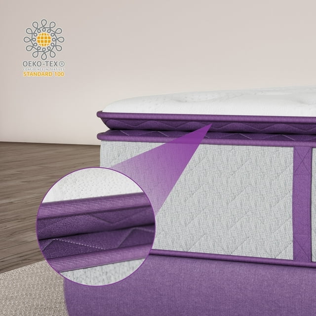 Twin Size Mattress, 10 inch 5 Zone Pocket Innersprings Pillow Top Mattress, Fiberglass Free with CertiPUR US Certified Memory Foam, Plush Yet Supportive Image 7