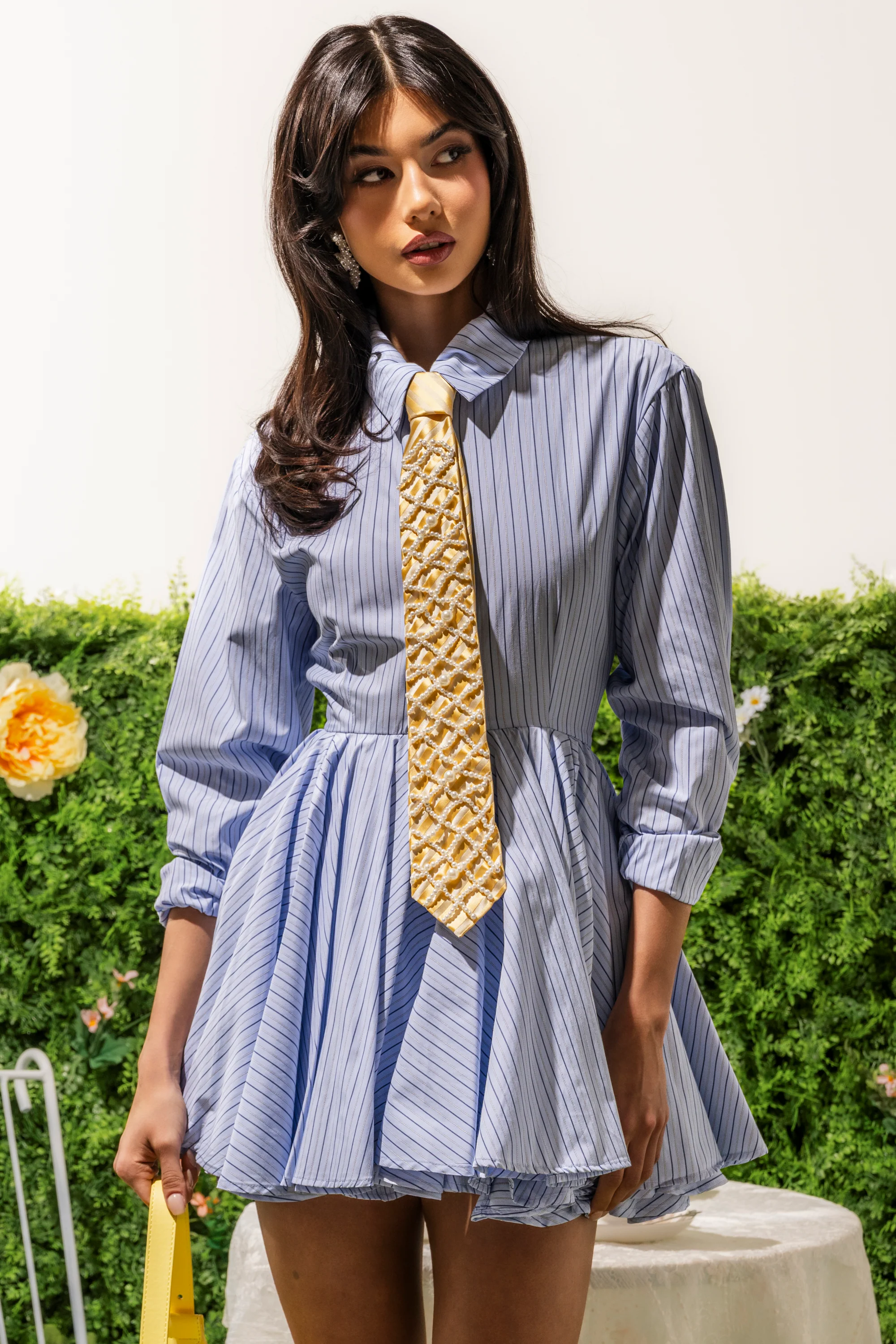 HAPPY HOUR PINSTRIPE MINI DRESS - Akira Store