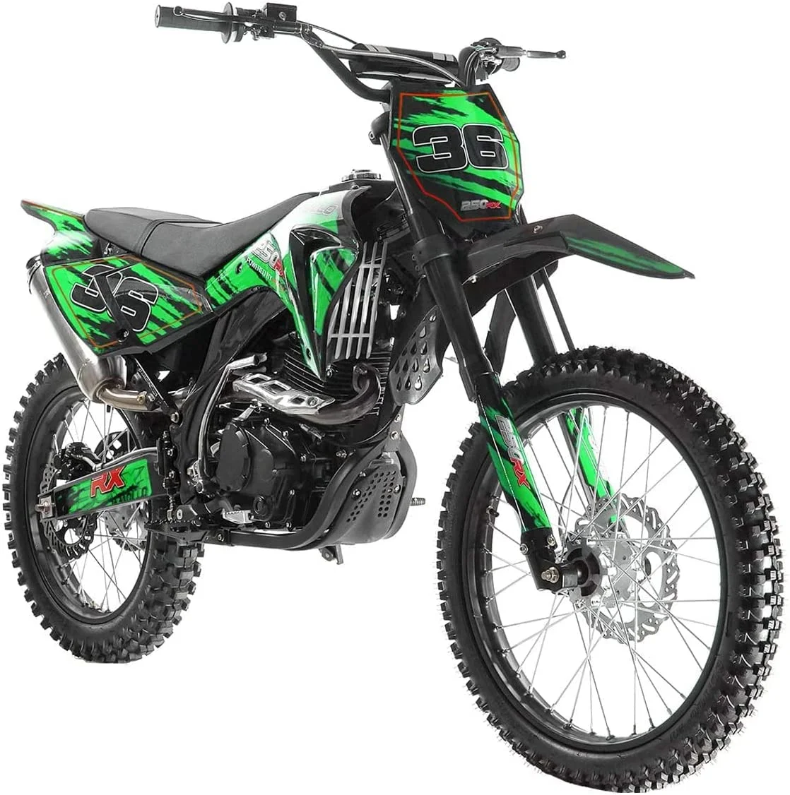 NEW Apollo AGB 36 Adults Youth 250cc DB36 Dirt Bike Pit Bike Gas Dirt Bike Manual Clutch 5 Speed Gas Motorcycle - Sporty Black Color