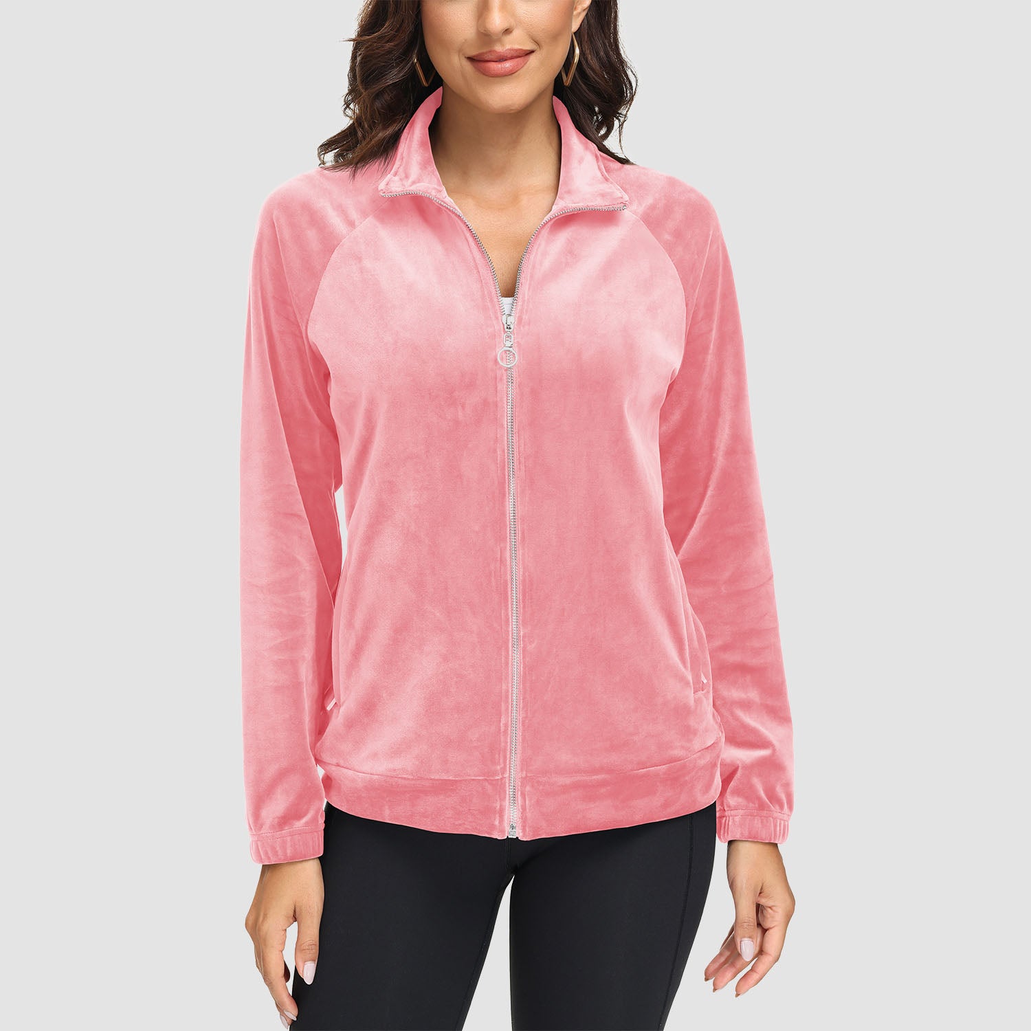 Vestes en velours pour femmes, veste polaire zippée intégrale avec poches zippées, vestes d'hiver douces