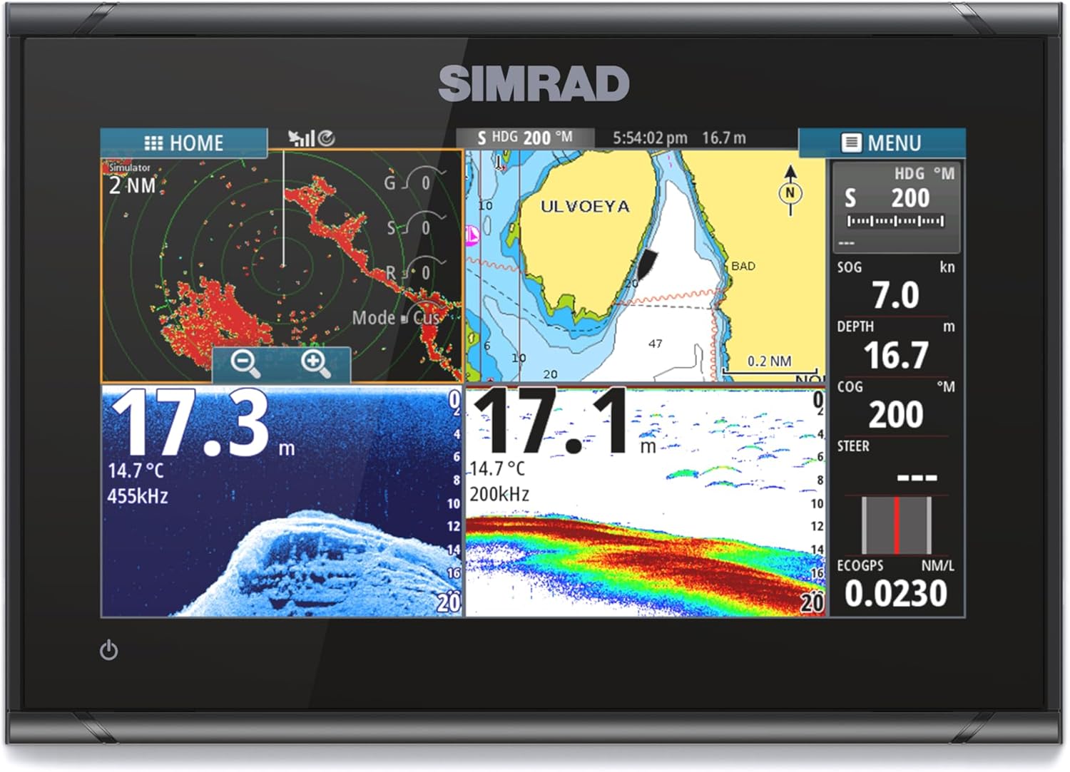 Simrad GO Chartplotter and Fish Finder  with Transducer and Radar Options  Preloaded C-MAP Discover Chart Card