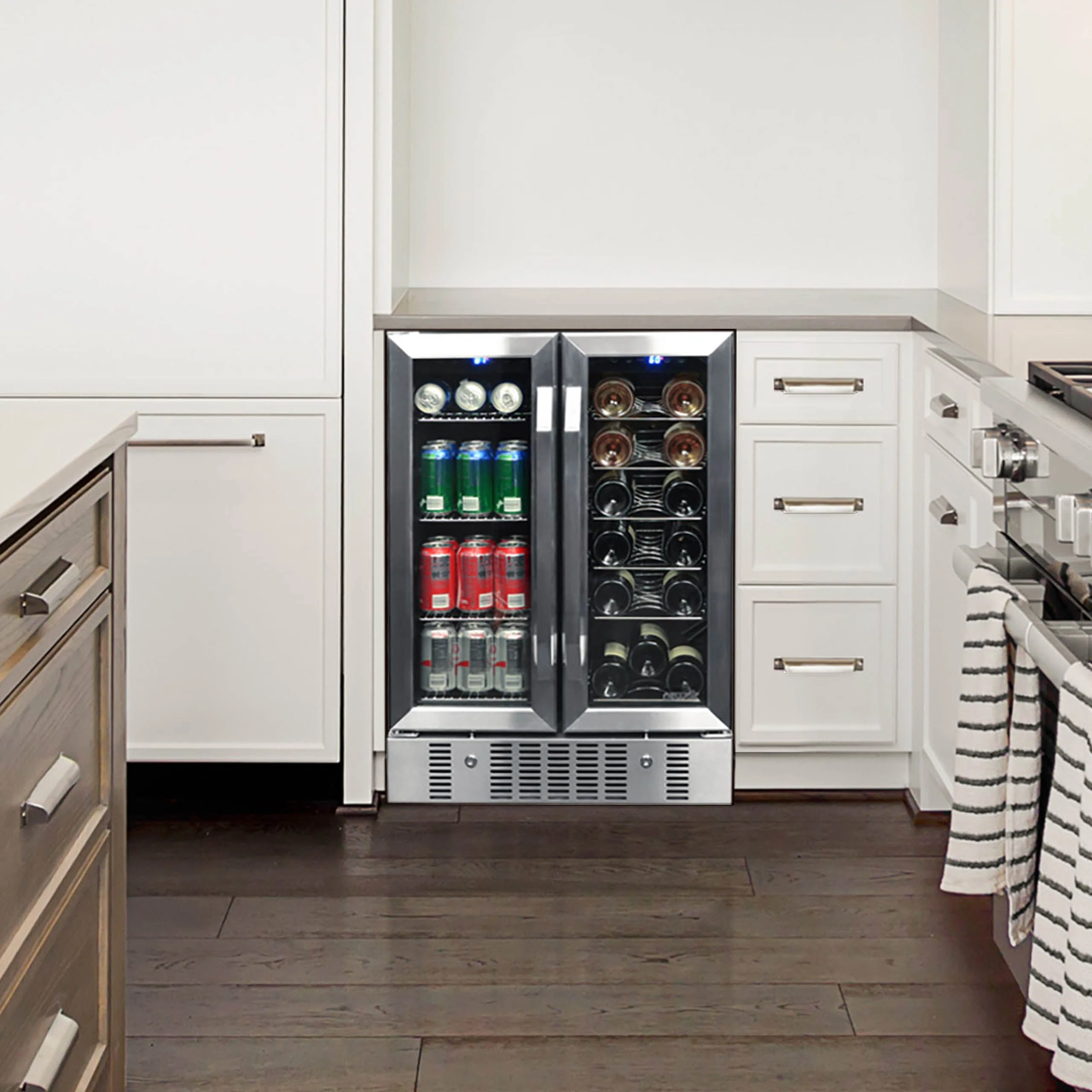 Newair 24” Dual Zone Wine and Beverage Fridge in Stainless Steel