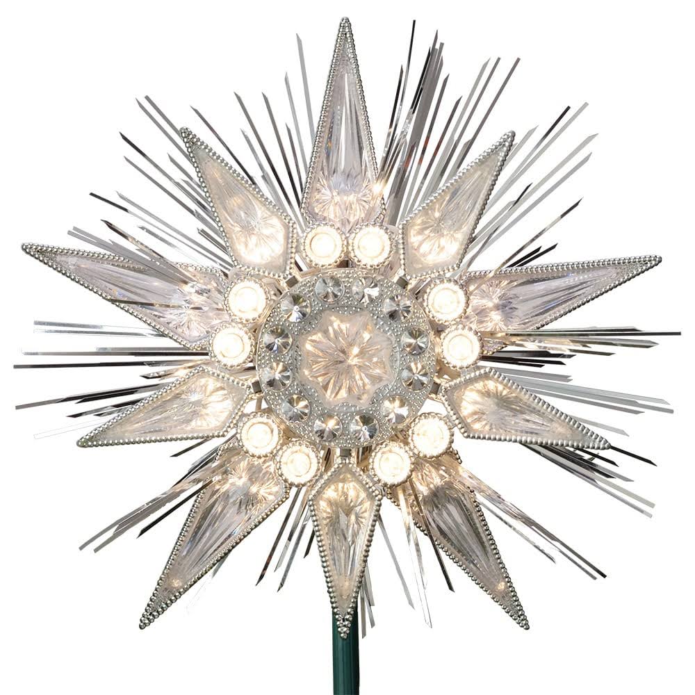 GE 9 in. 21-Light Holiday Classics Silver Jewel Tree Topper