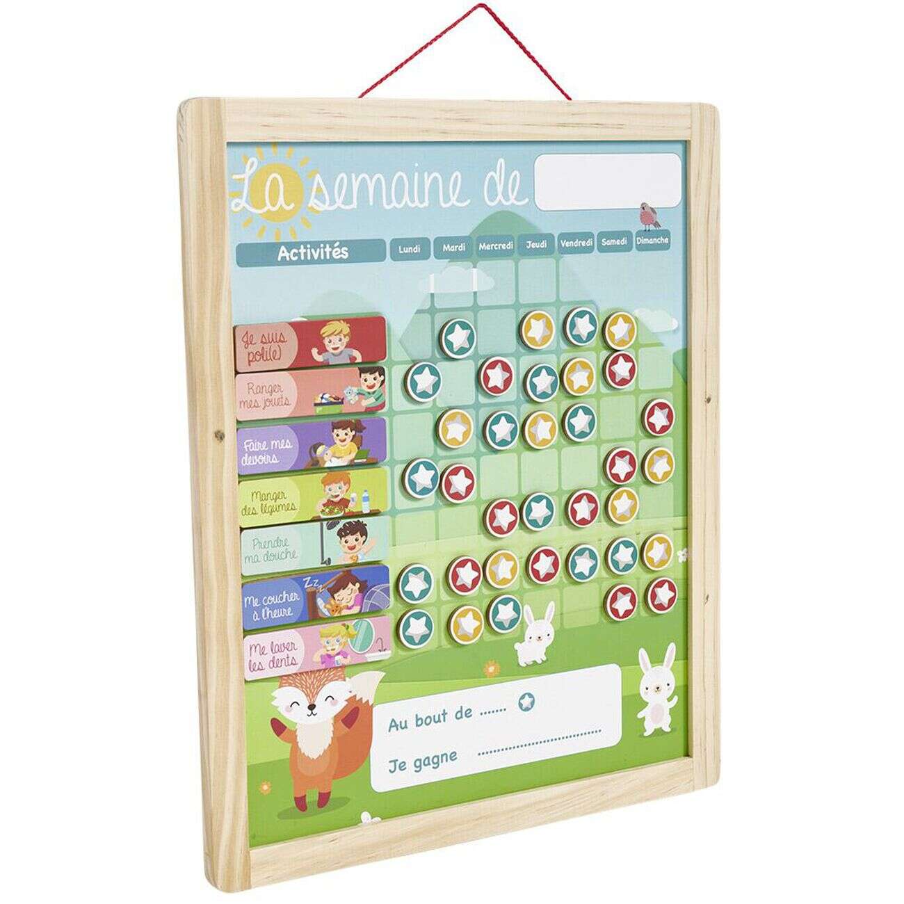 Tableau organisation enfant activités responsabilités en bois