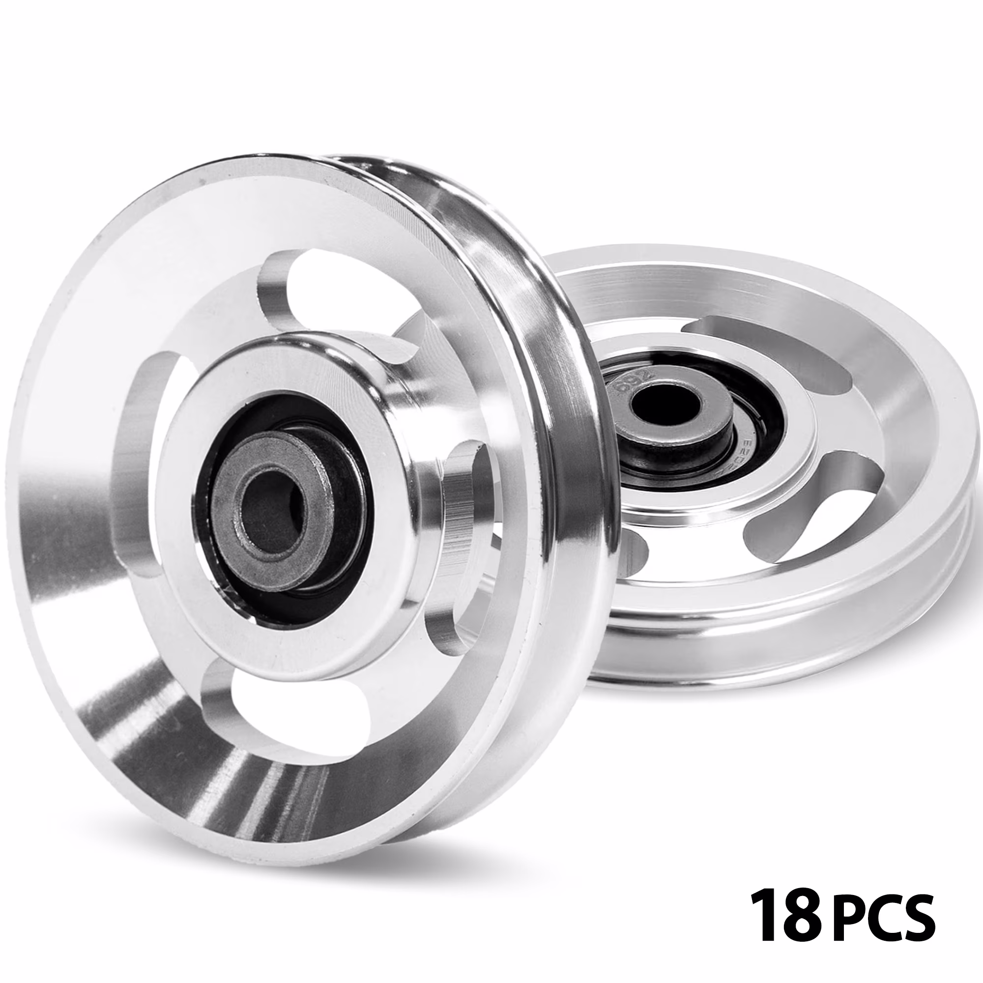 Mikolo Pulley system for home gym, Aluminum GYM Pulley Wheel Universal Aluminum Alloy Bearing Pulley Wheel for Cable Machine Gym Equipment Part Garage Door, 18PCS
