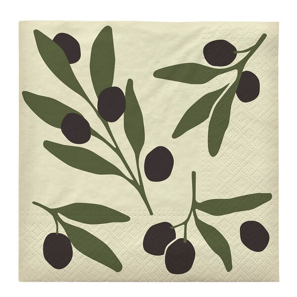 Olive serviett 33x33 cm 20 stk svart/grønn