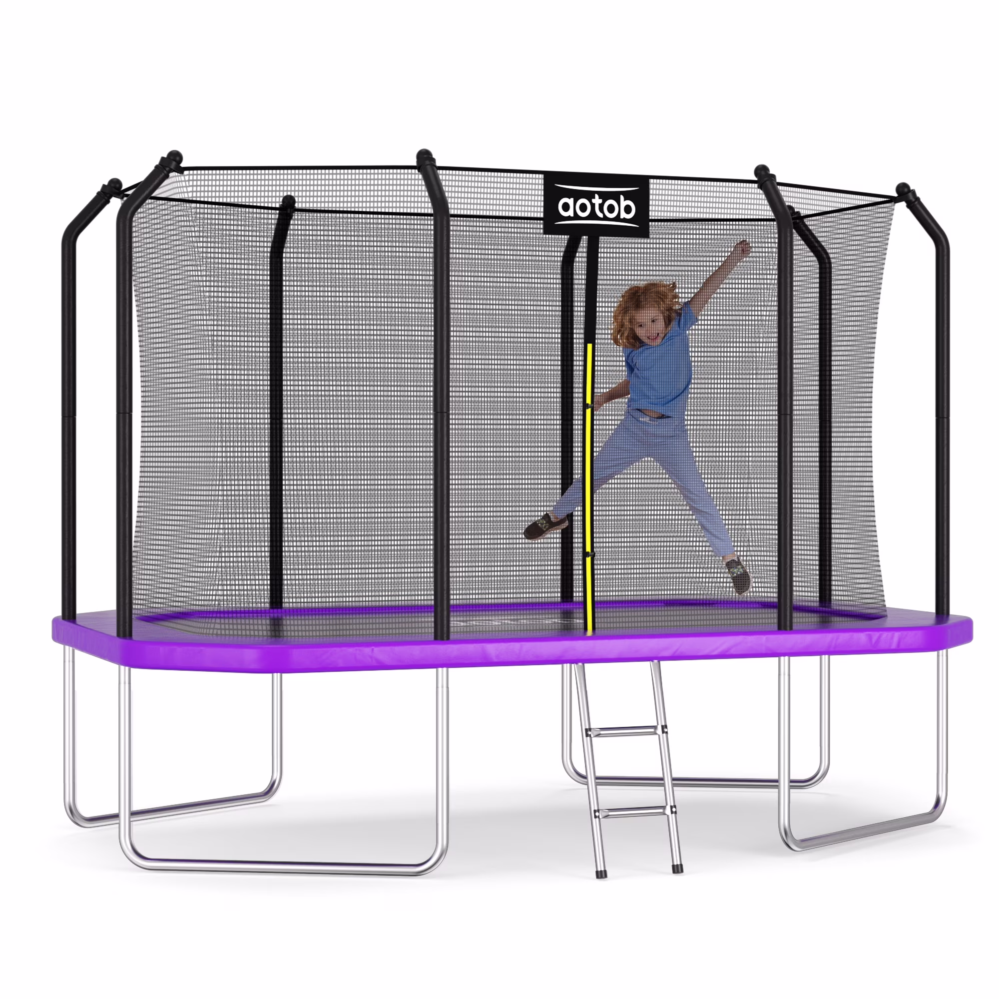 AOTOB 14X8FT Rectangle Trampoline - Perfect Outdoor Trampoline for Kids - Gymnastics Style Tranpoline with Enclosure Net - Supports up to 440 lb