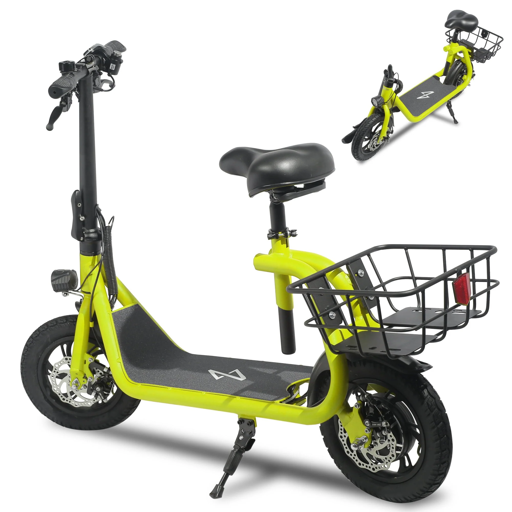 Electric Scooter Ebike, 450W 36V 12.5 Miles Long-range Battery Foldable Easy Carry Portable Design, Adult Electric Bicycle Scooter Up to 15.5 mph Commuter Scooter, 12 in Tires Off-Road, Yellow - Image 9