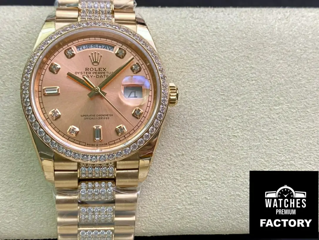 Rolex Day Date M128345RBR-0020 EW Factory Diamond-Set Bezel