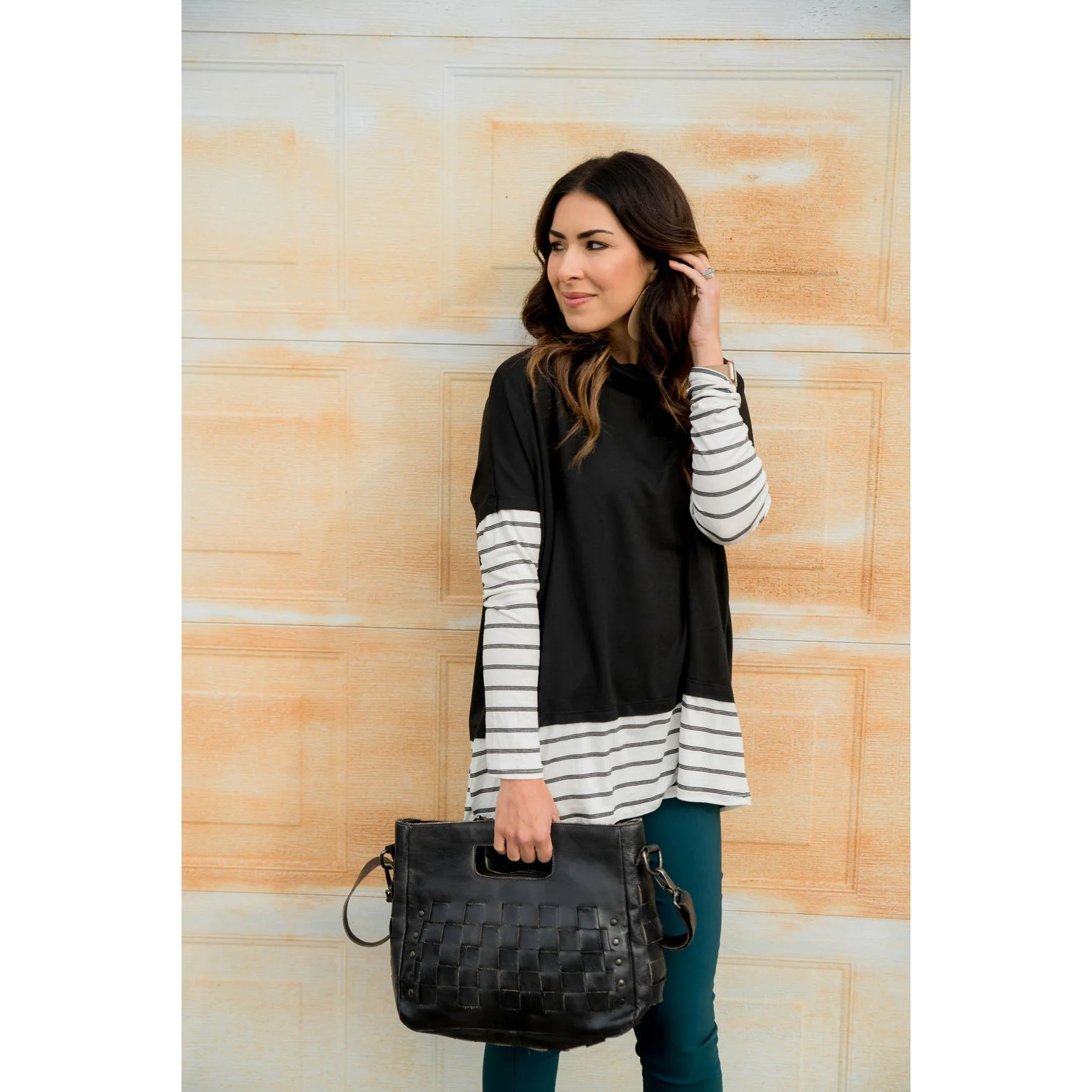 Trimmed Cowl Neck Sweatshirt