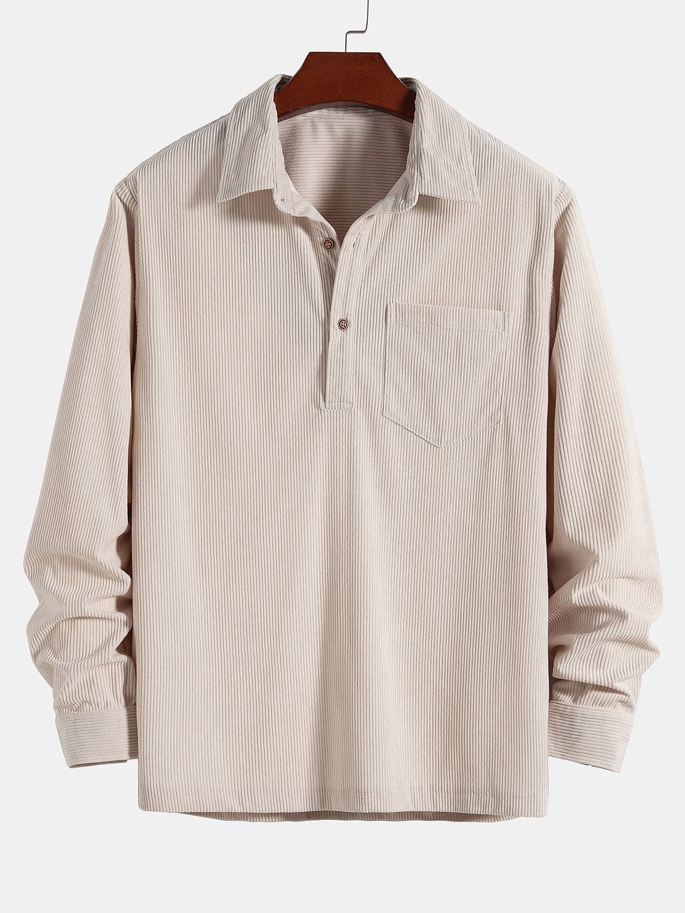 Chemise polo à manches longues en velours côtelé et pantalon droit en velours côtelé