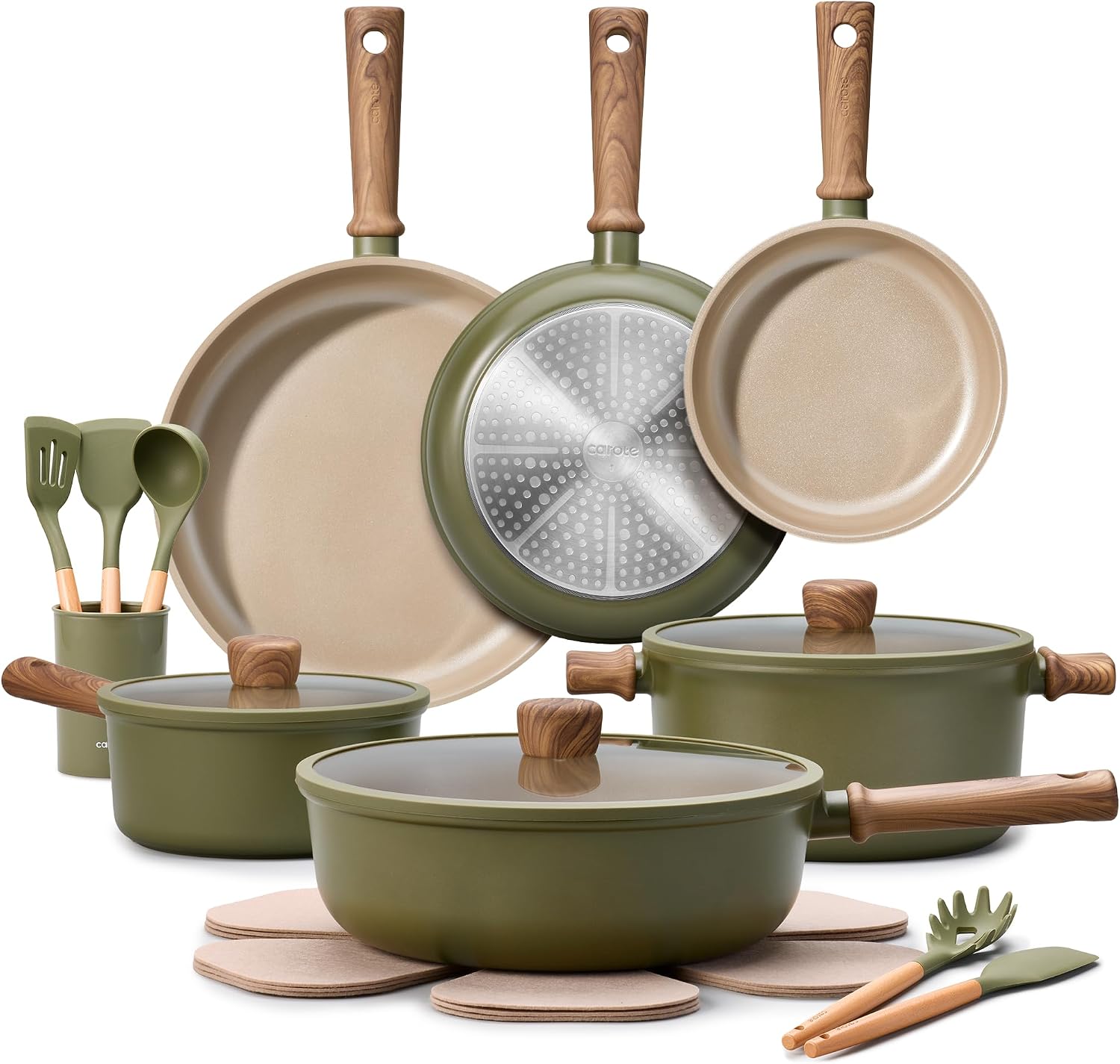 CAROTE 16pcs Pots and Pans Set, Nonstick Cookware Sets