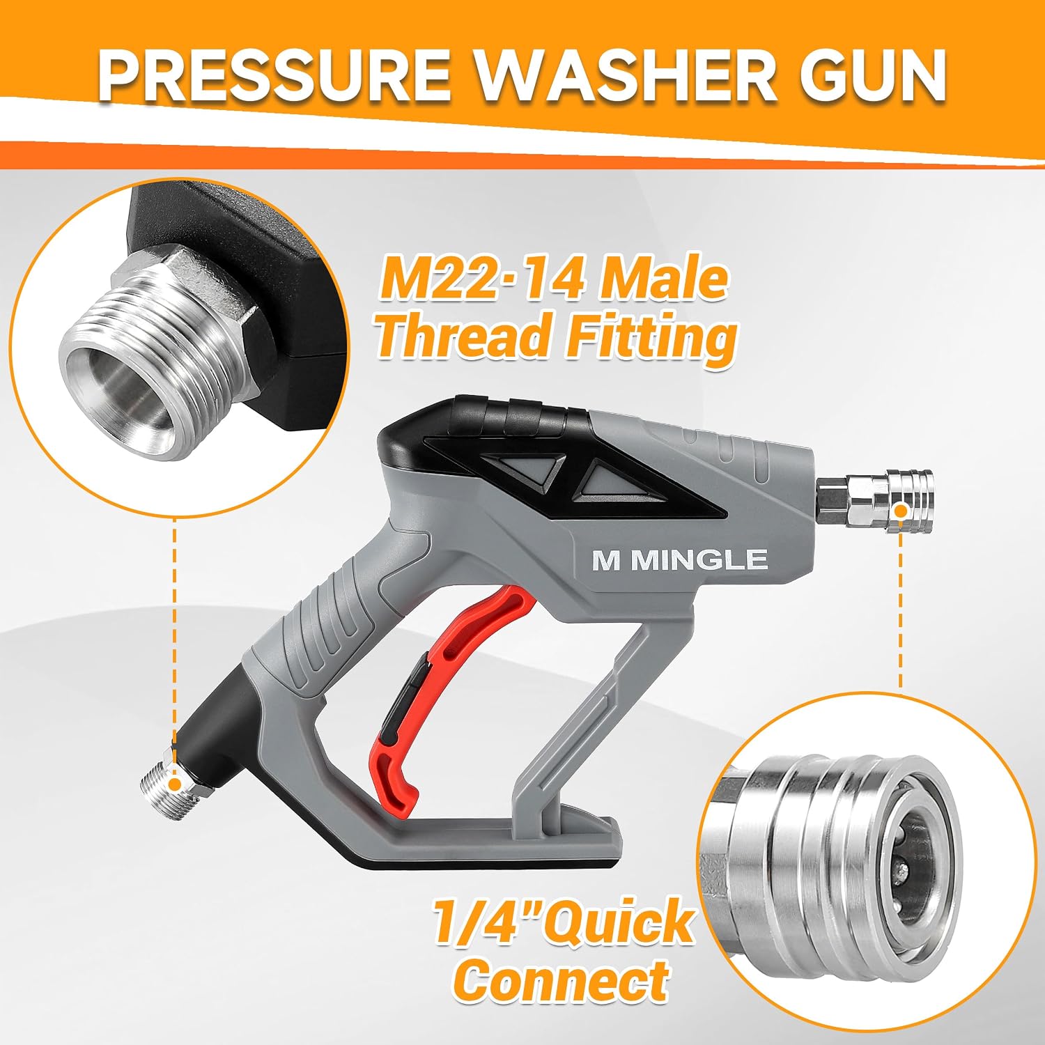 M MINGLE Pressure Washer Foam Cannon Kit, Car Wash Brush with Long Handle