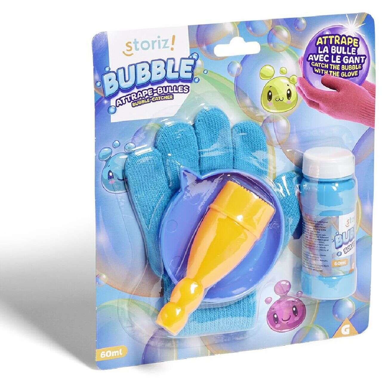 Kit gant magique attrape-bulles avec souffleur et solution 60 ml