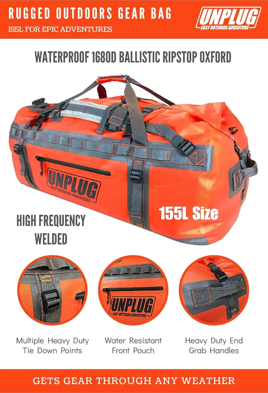 Ultimate Adventure Bag -1680D Heavy Duty Waterproof Travel Duffel Bags for Camping, Motorcycle Dry Bag, Waterproof Bags for Boating,…