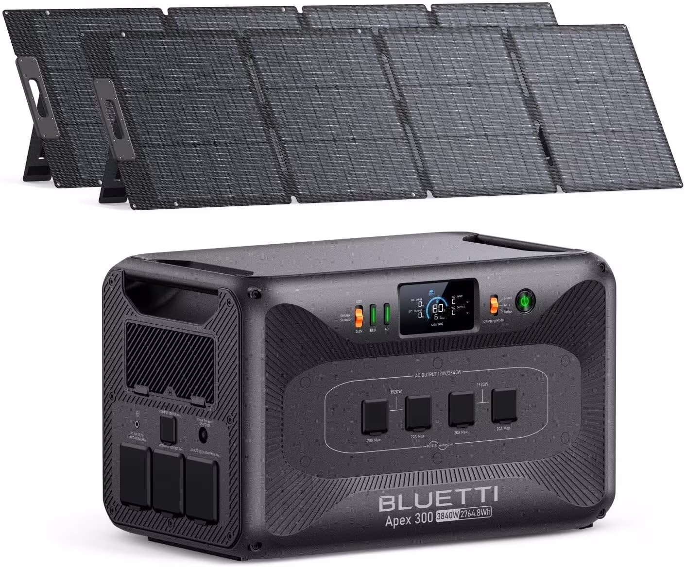 BLUETTI Apex 300 Solar Generator with 2200W Solar Panels, 2764wh Portable Power Station with 3840W AC Outlets, Dual Voltage for Camping, Off - Grid, and Emergency Use