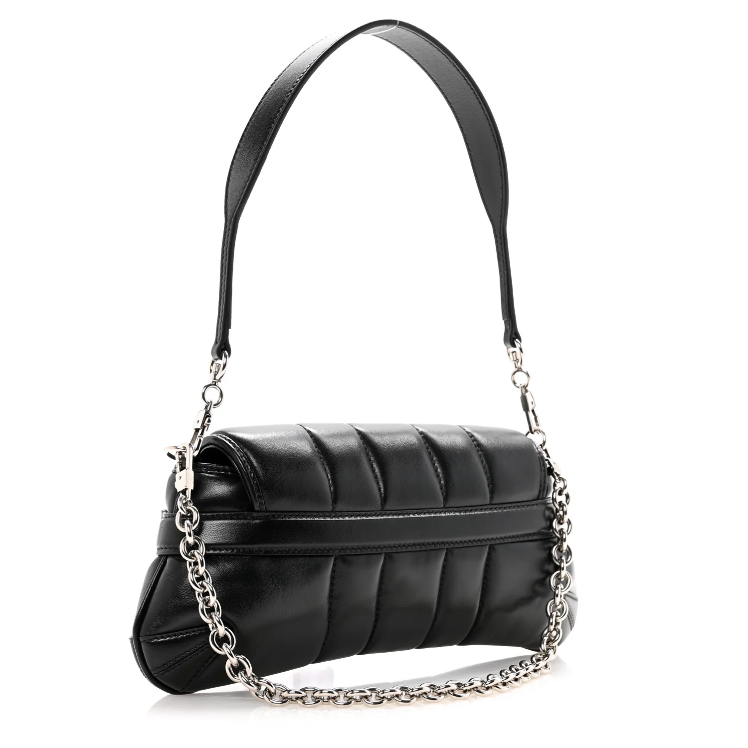 Nappa Vertical Matelasse Small Maxi Horsebit Chain Shoulder Bag Black