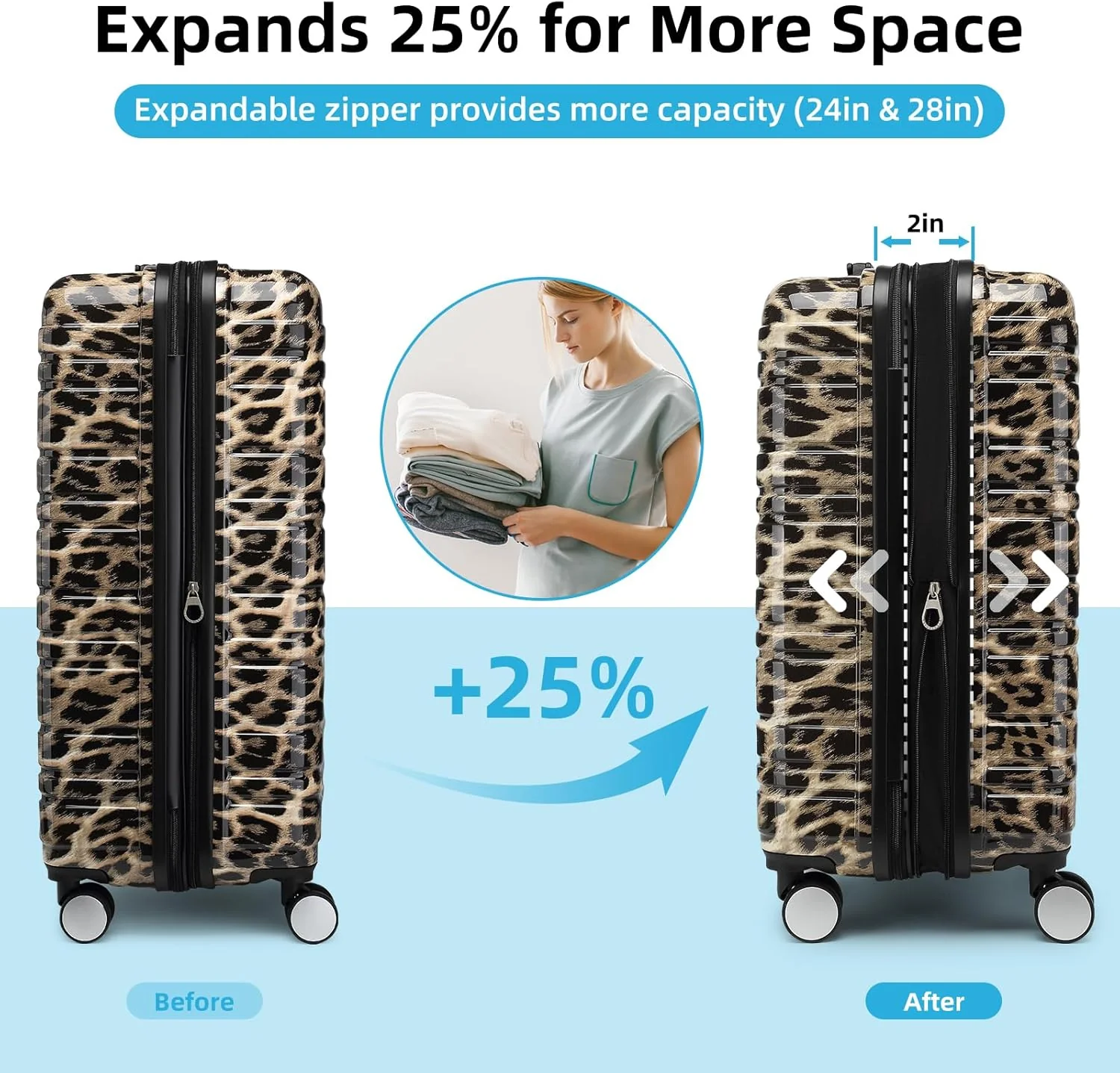 Ensemble de 6 valises, ensemble de valises rigides extensibles avec roulettes multidirectionnelles, ensemble de bagages à roulettes légers