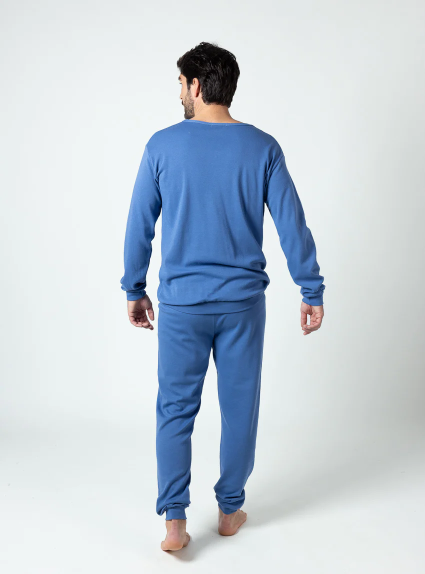 Pyjama homme en coton bleu foncé