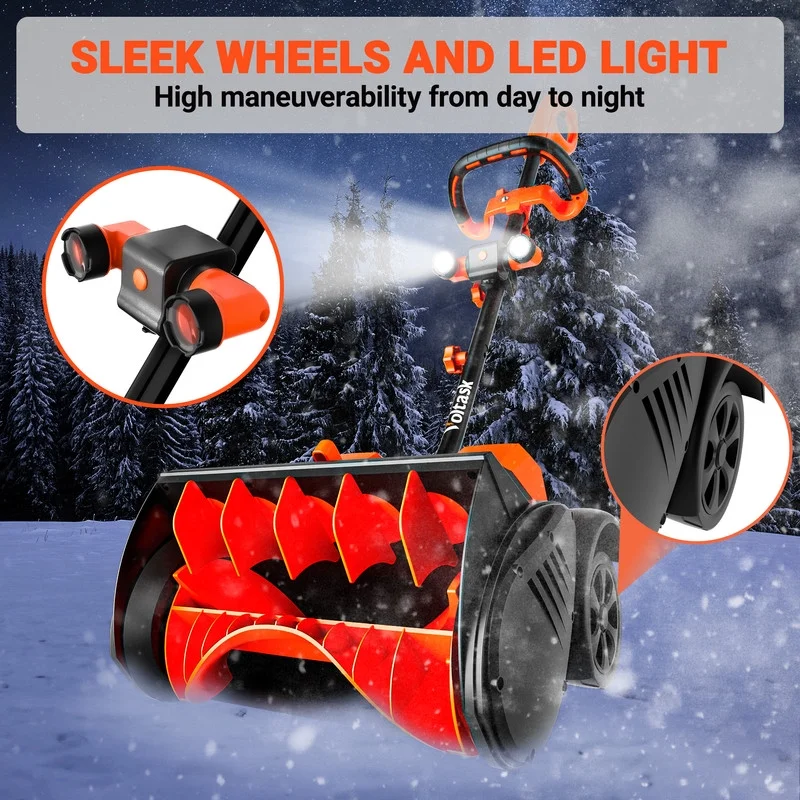 48V 16-inch Cordless Snow Shovel with Wheels,Electric Snow Blower with LED Lights, 2 Batteries Dual Quick Charger Included for Driveway - Image 7