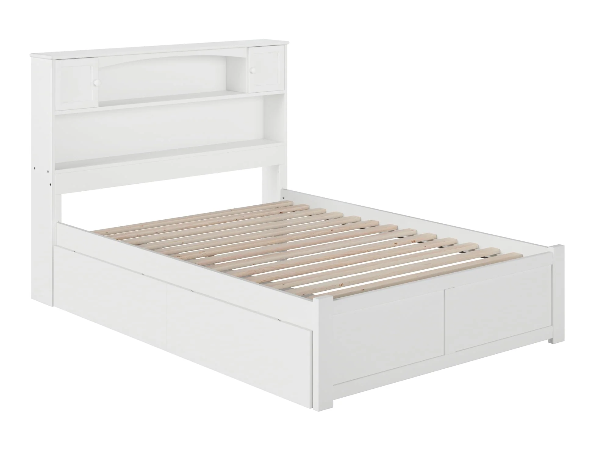AFI Newport Full Solid Wood Platform Bed with Footboard 2 Storage Drawers in White Image 5
