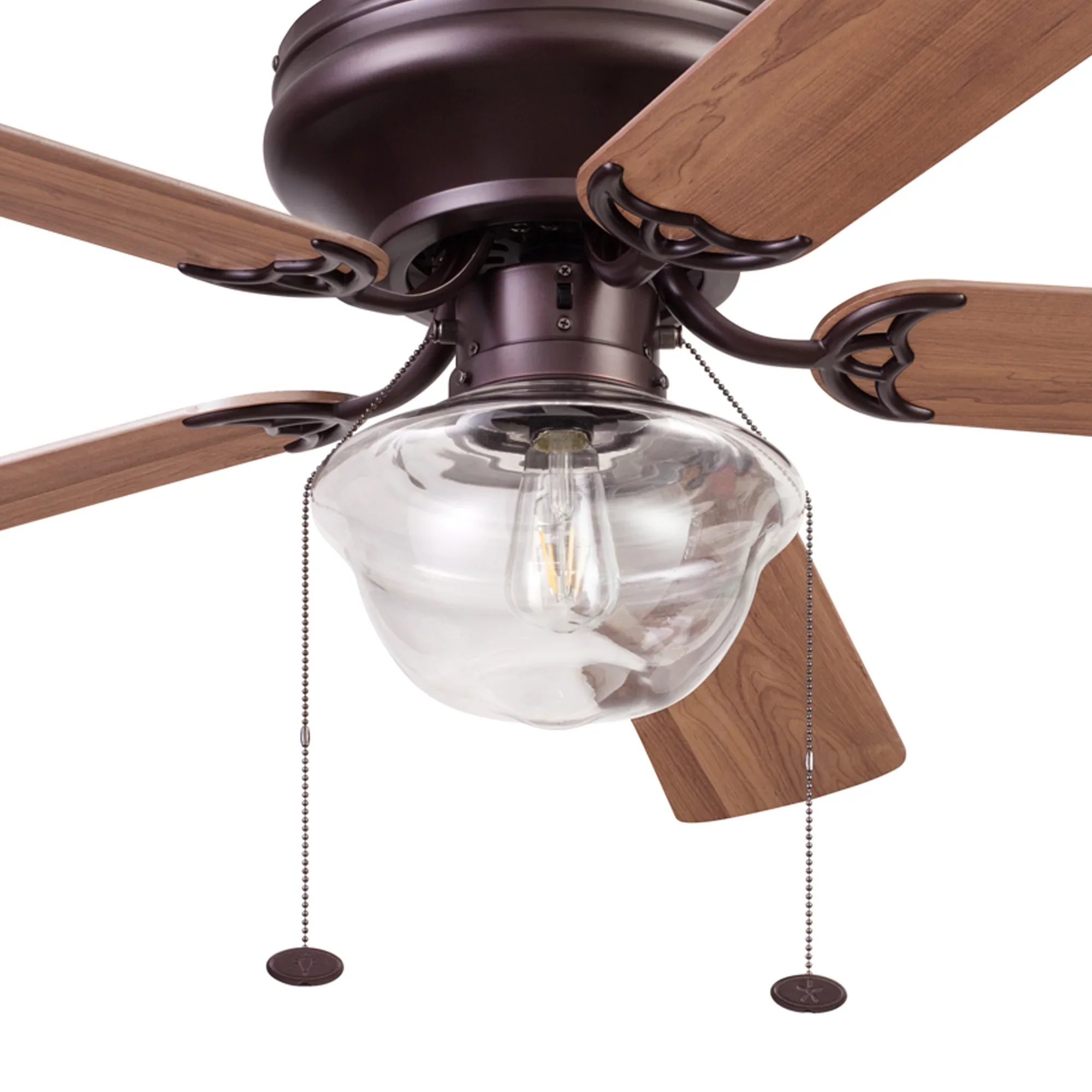 Better Homes & Gardens Wyndham 52 Bronze Ceiling Fan with Light, 5 Blades, Pull Chains & Reverse Airflow