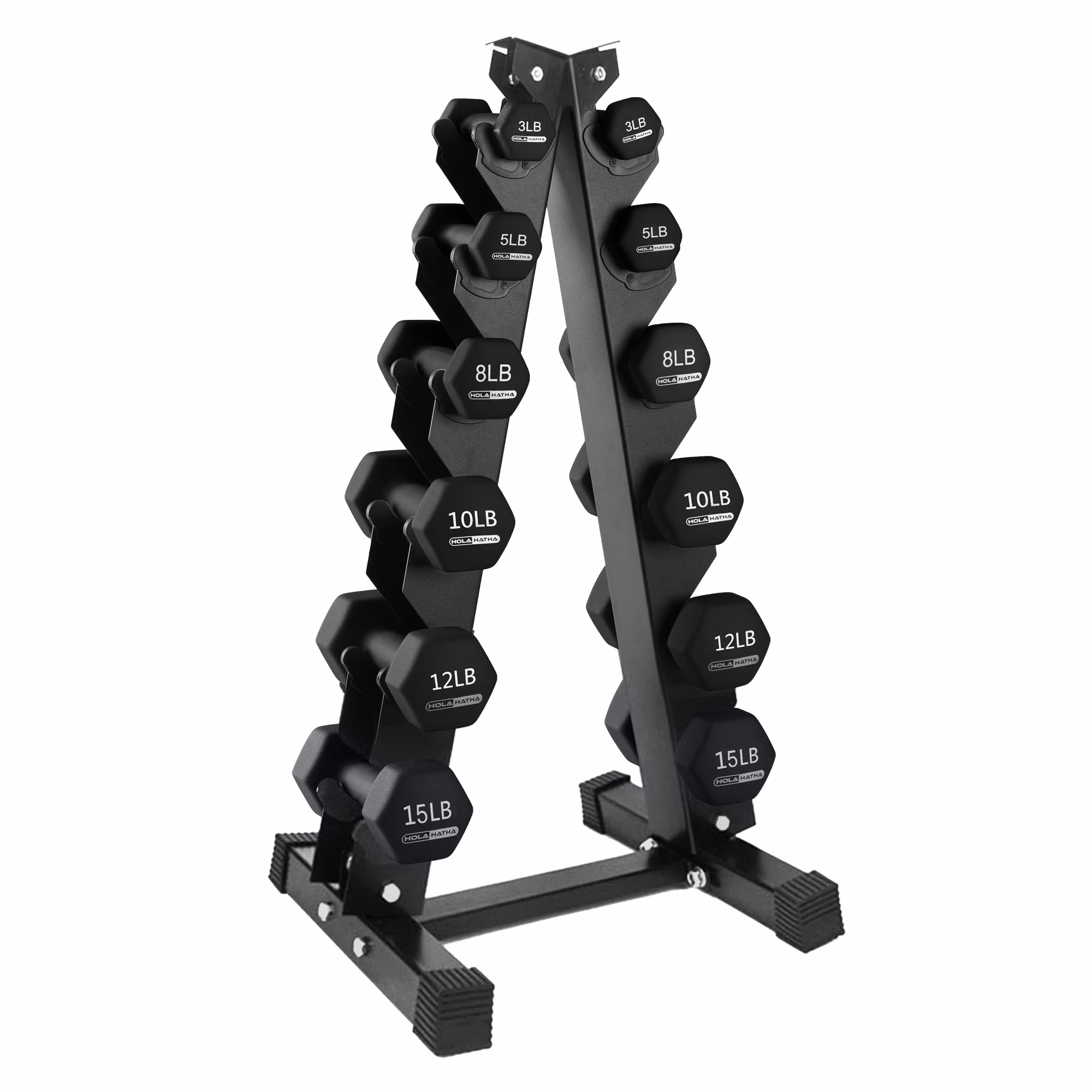 Holahatha Neoprene Dumbbell Weight Set with Rack (Black), 112.5 lb