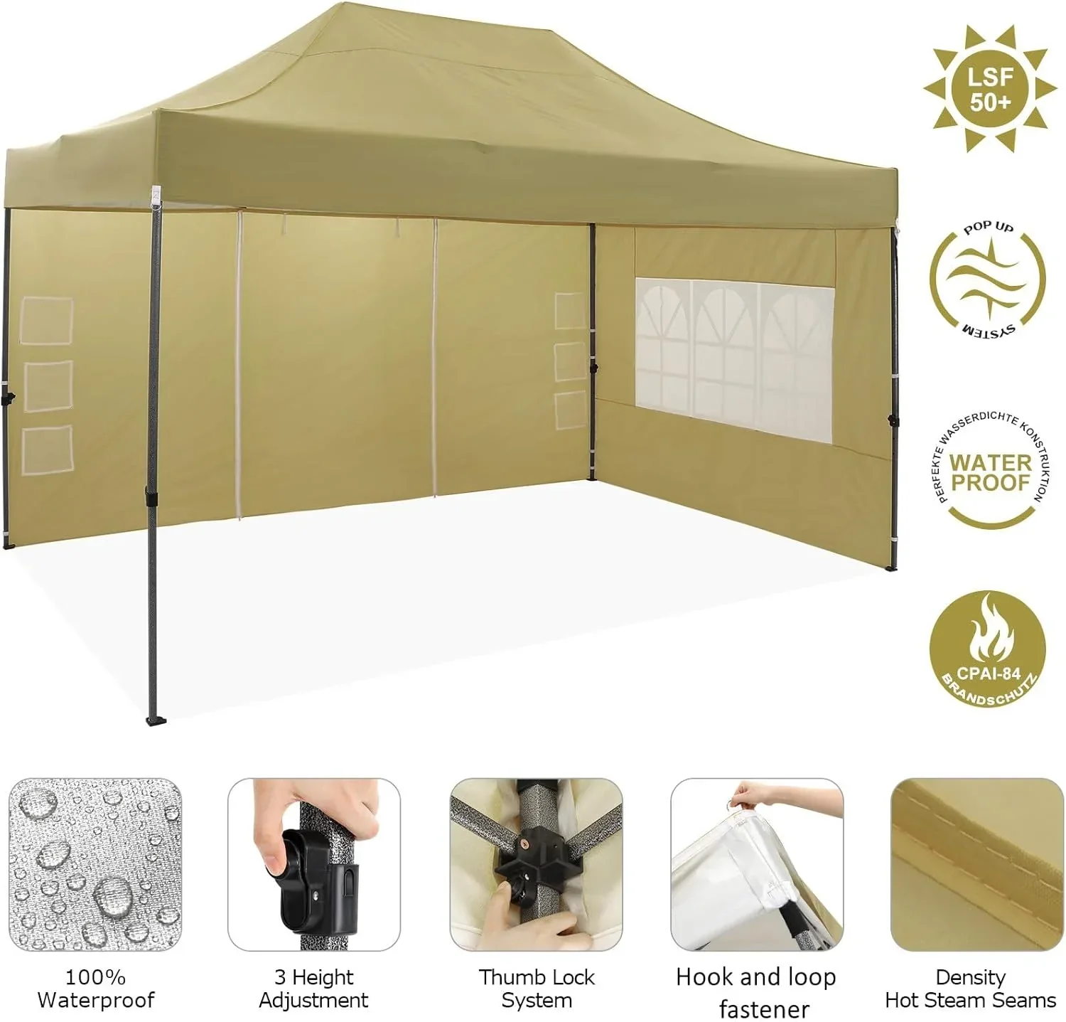 Tente pliante robuste COBIZI 10x20, 6 parois latérales, pour événements commerciaux, mariages et réceptions