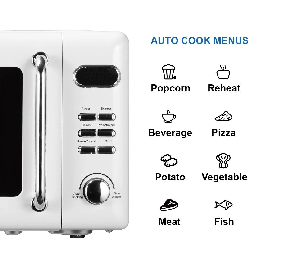 Emerson 0.7 cu ft, 700W White Retro Countertop Microwave Oven, MWR7020W