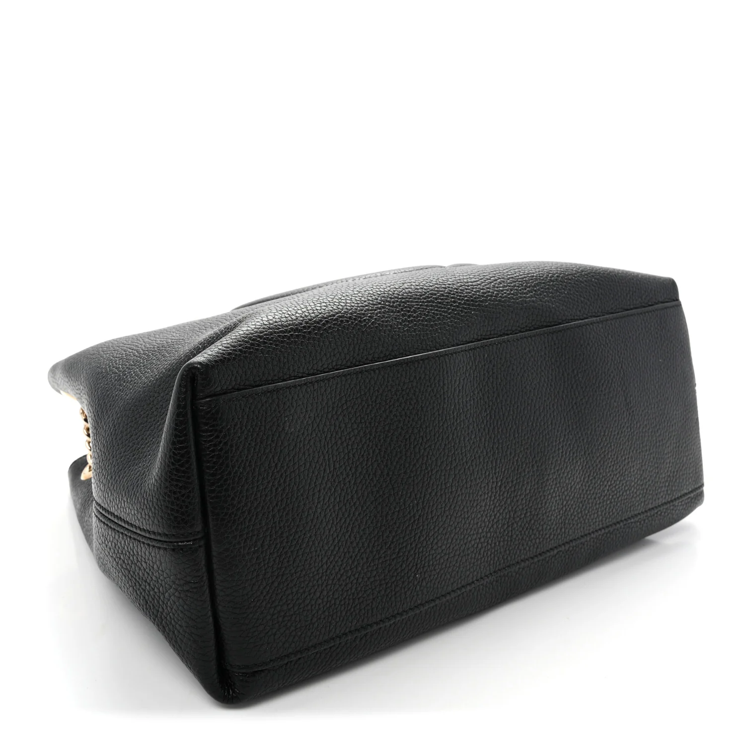 Pebbled Calfskin Medium Soho Chain Shoulder Bag Black