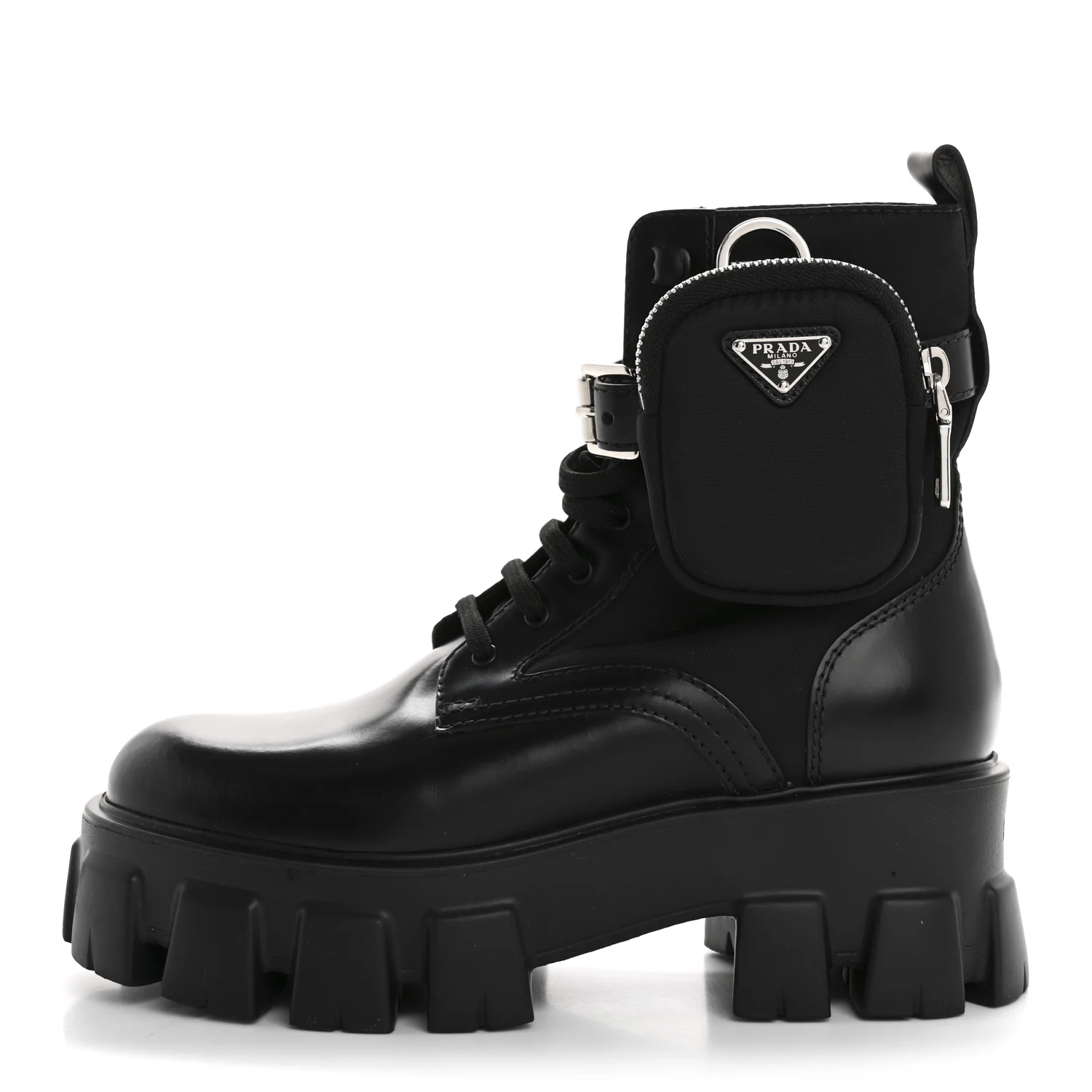 Spazzolato Rois Nylon Metal Triangle Logo Monolith Pouch Pocket 55mm Boots 36.5 Black
