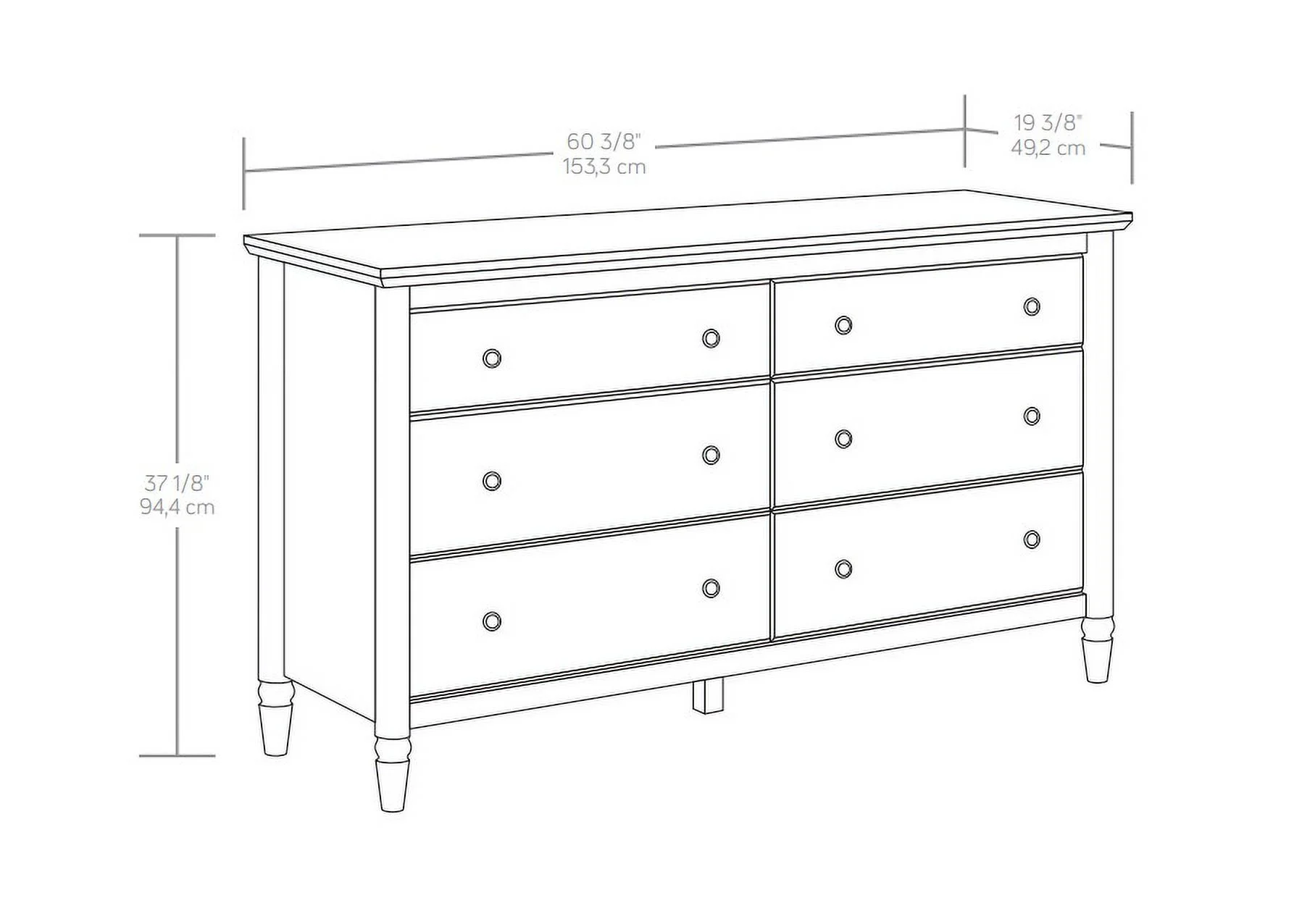 Monroe 6-Drawer Dresser, Brushed Oak Finish - Image 3