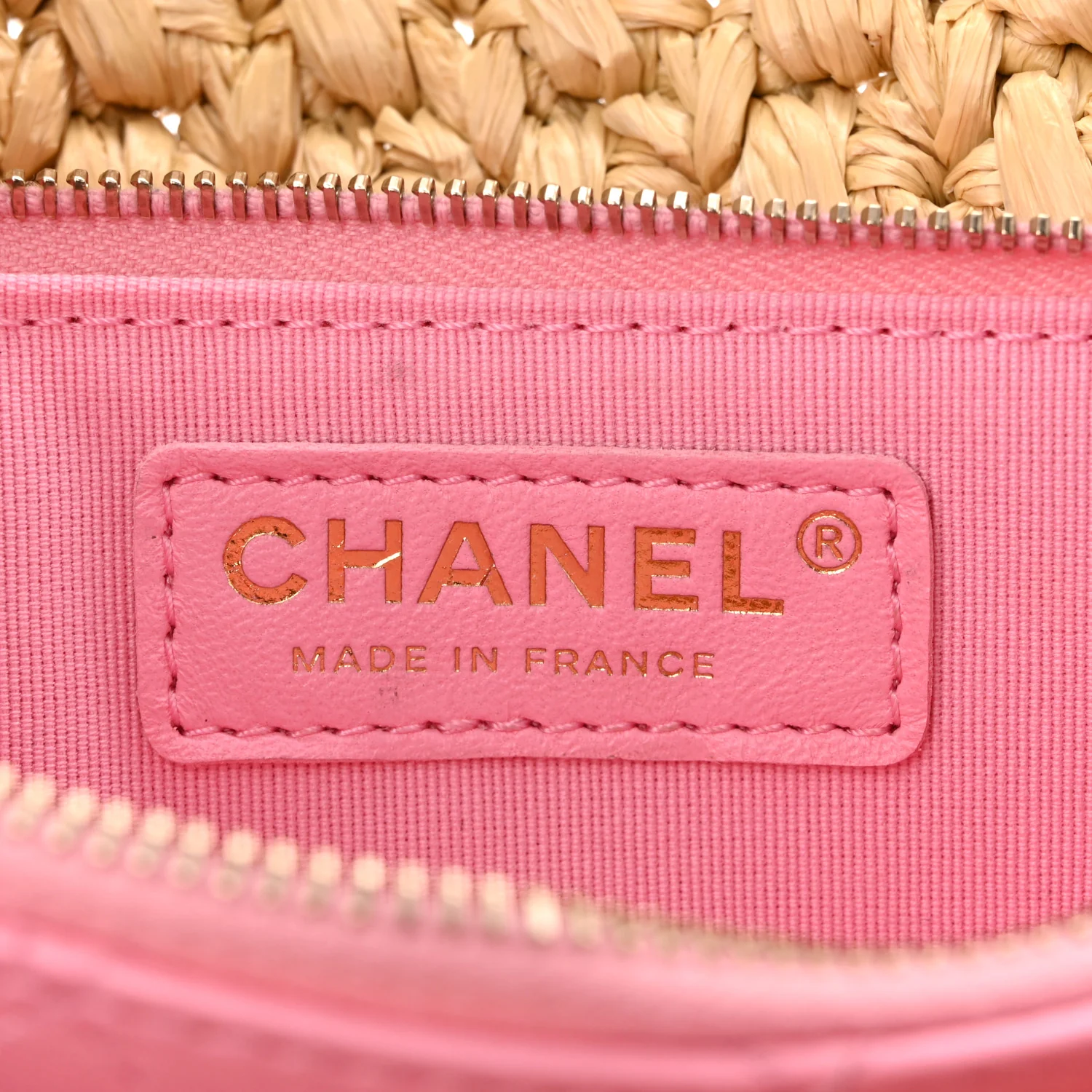Raffia Chain Venice Beach Flap Bag Beige Pink