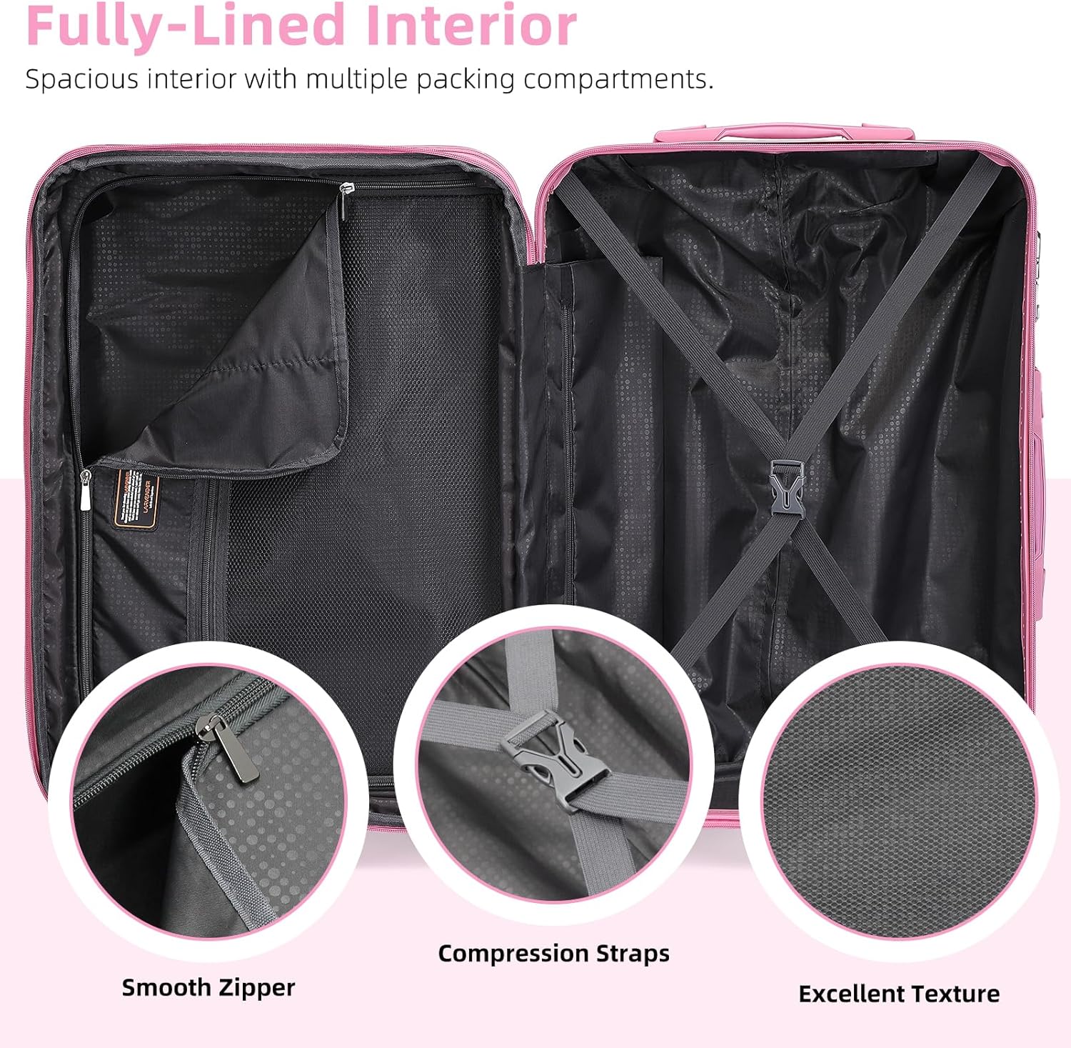 Ensemble de 6 valises, ensemble de valises rigides extensibles avec roulettes multidirectionnelles, ensemble de bagages à roulettes légers