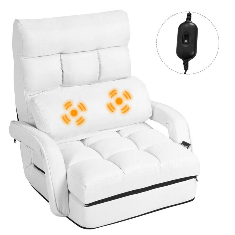 Fauteuil de massage pliable et inclinable, canapé relax individuel avec accoudoirs ergonomiques, dossier réglable sur 5 positions et tapis amovible