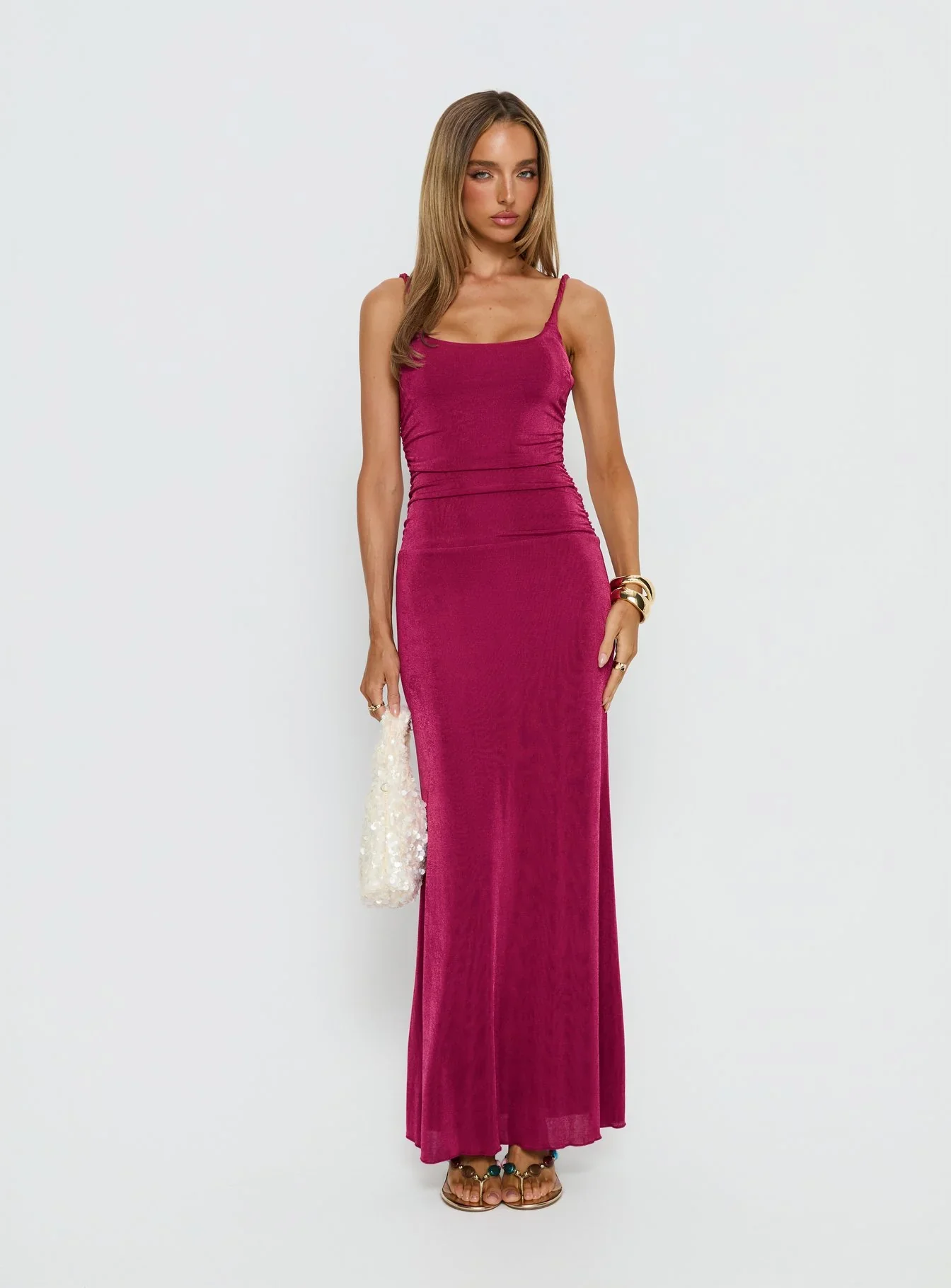 Lavonne Ruched Maxi Dress Plum
