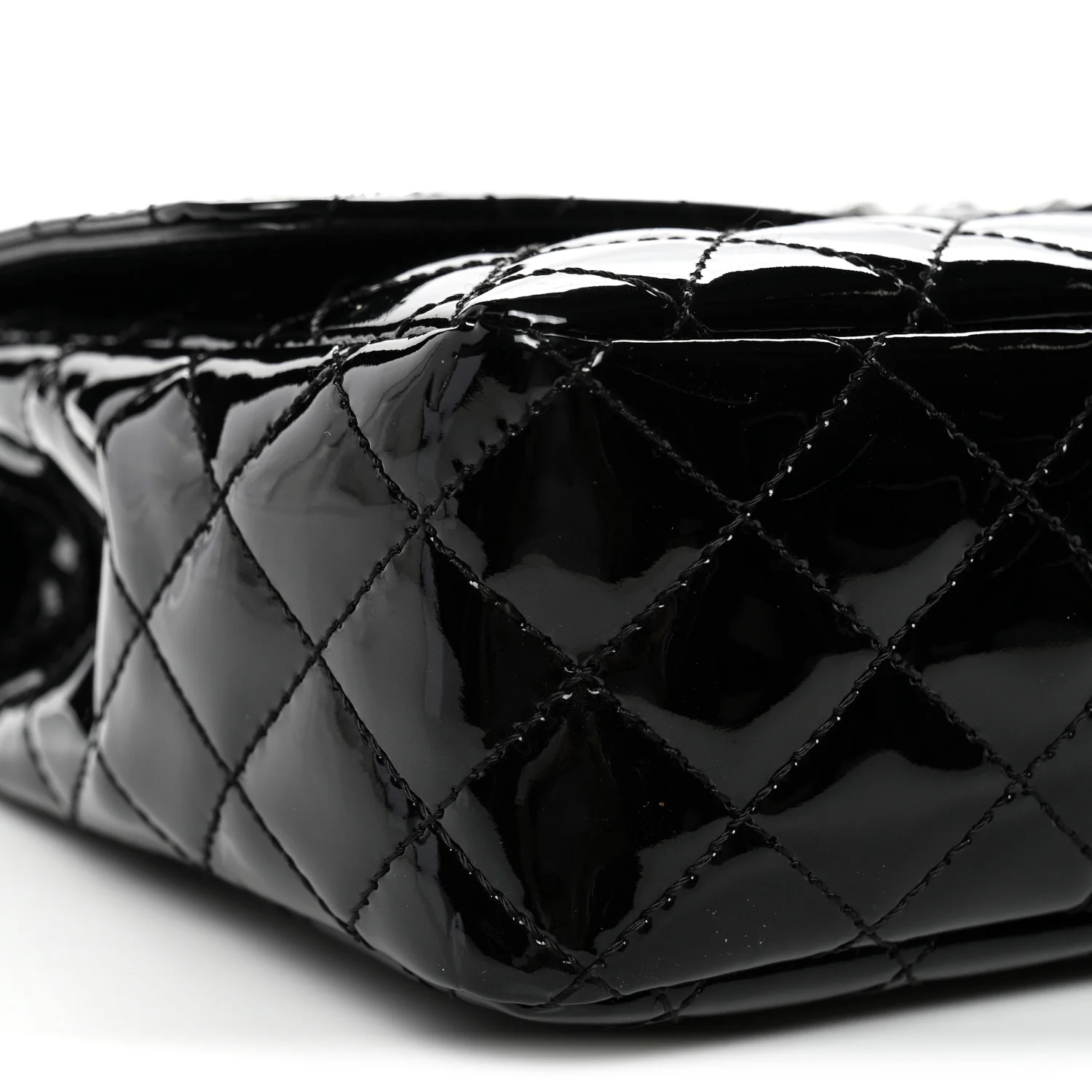 Patent Quilted Secret Label Medium Flap Black