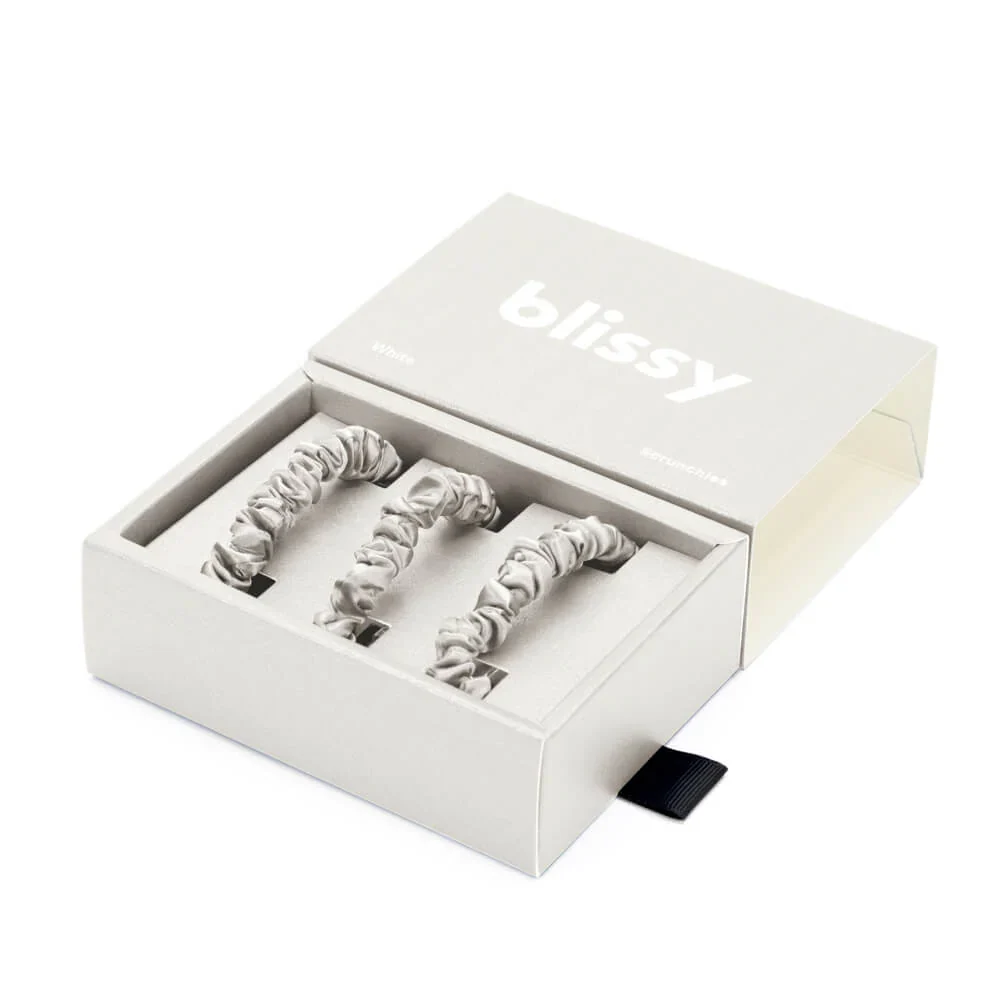Blissy Skinny Scrunchies - White