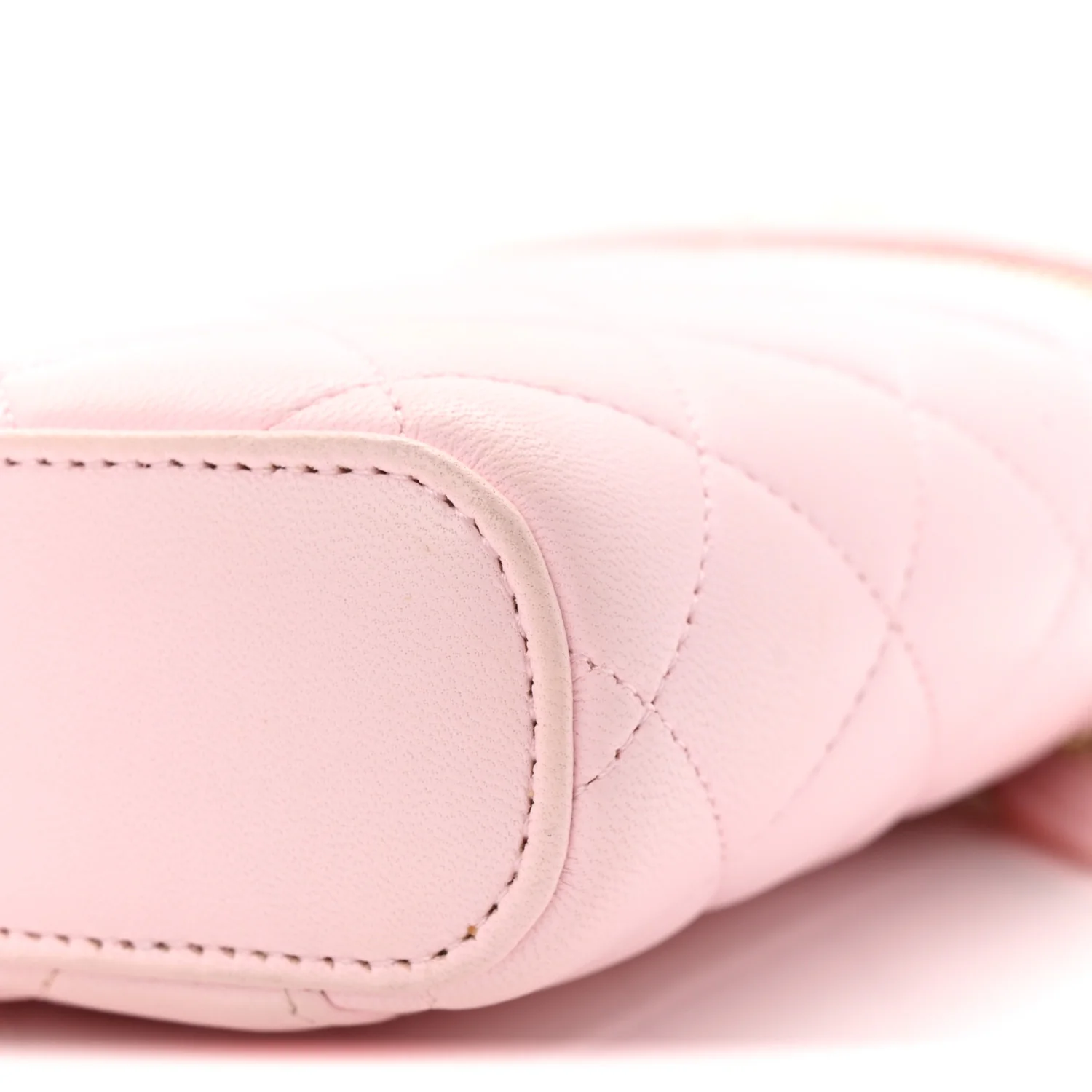 Lambskin Quilted Vertical Vanity Case With Chain Light Pink